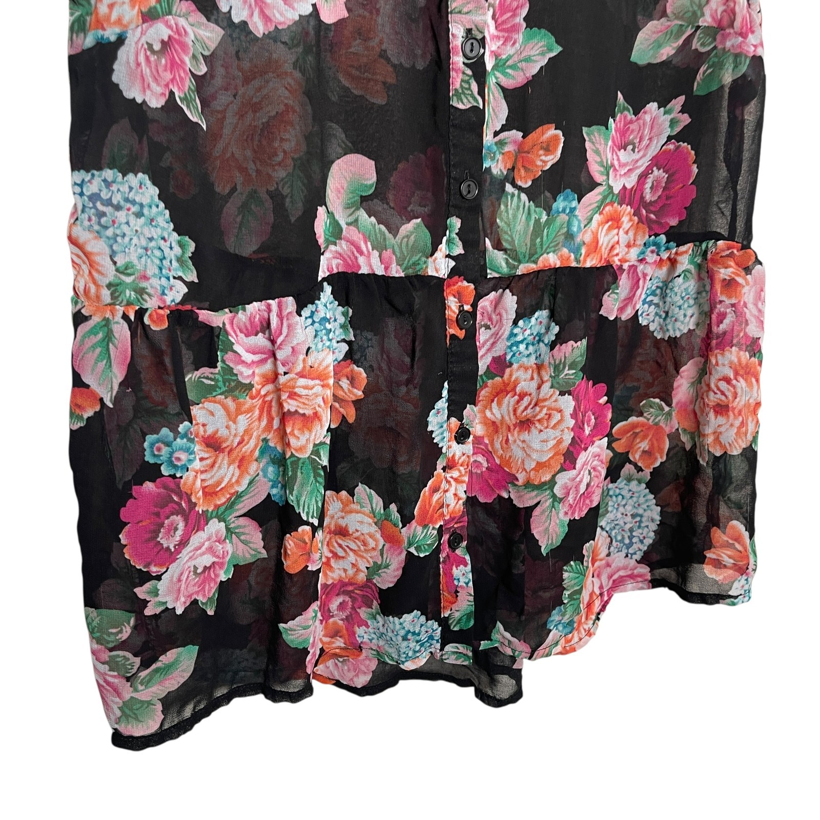 Ambiance Apparel Blouse Women’s Medium Sheer Sleeveless Shirt Top Artsy