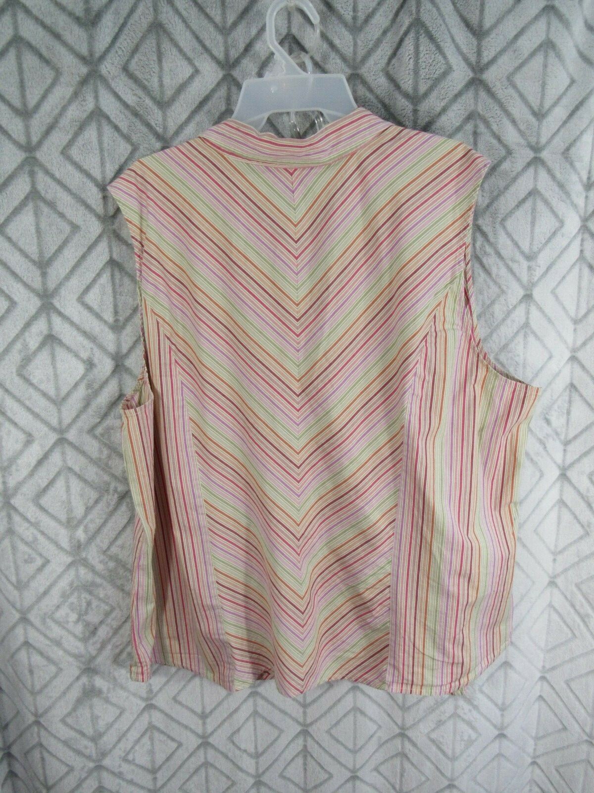 Venezia Top Size 26 28 Multi color Striped Button Front Collar Sleeveless Casual
