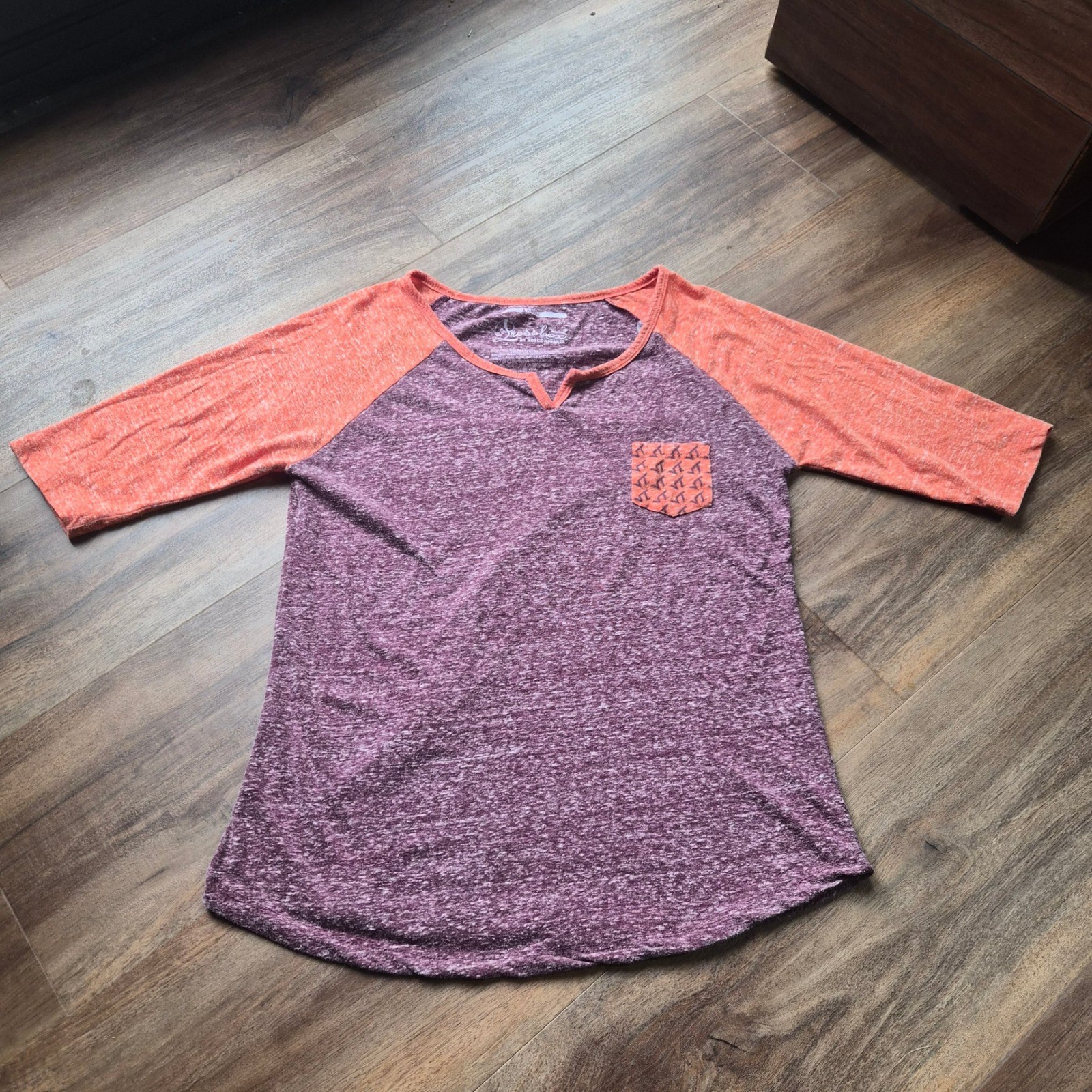 Pressbox Virginia Tech VT Hokies Pride Raglan Tee Orange Maroon Large Collegiate