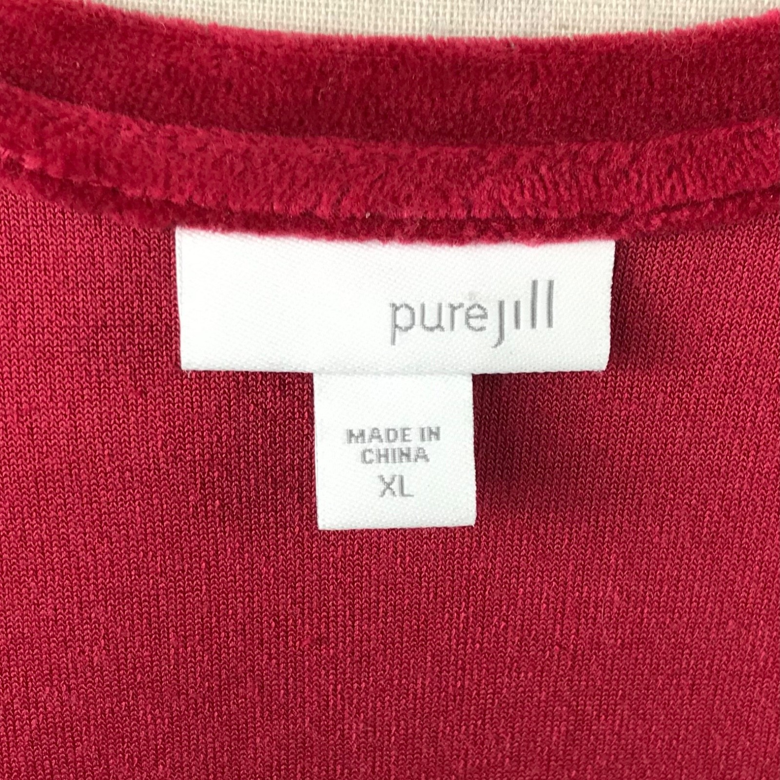 PureJill J Jill Velvet Velour Tunic/Mini Dress Long Sleeve Size XL Red Pockets