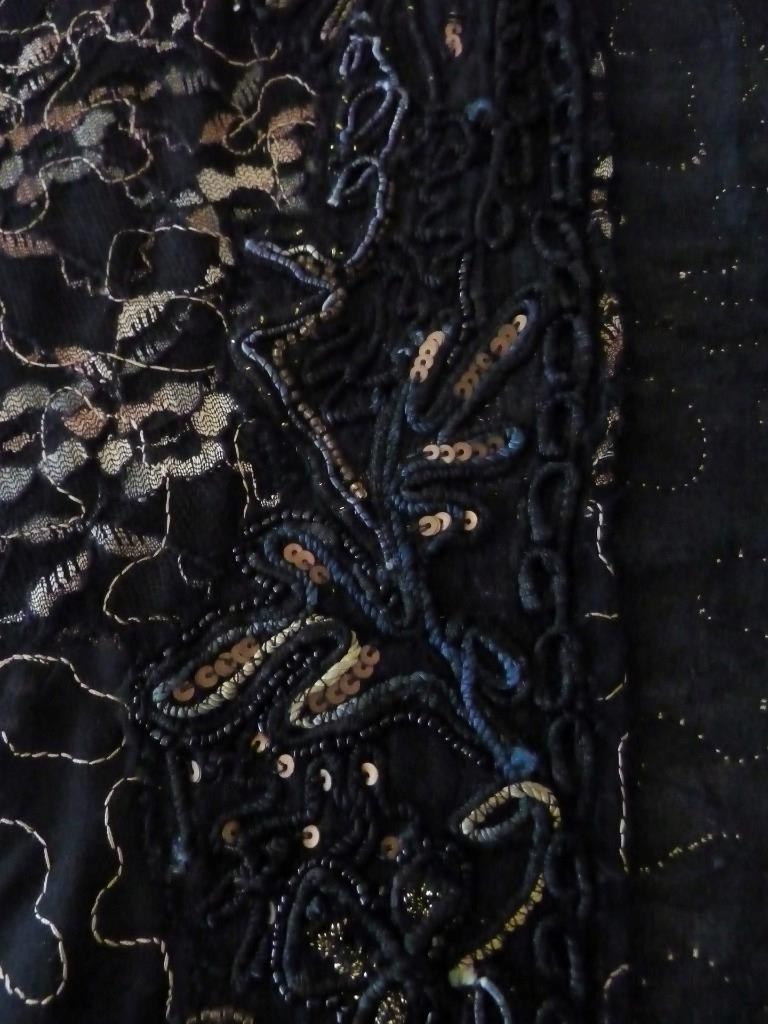 RARE Chicos Stunning Art-to-Wear Black Gold Mixed Media Ruana Wrap OS S M L XL