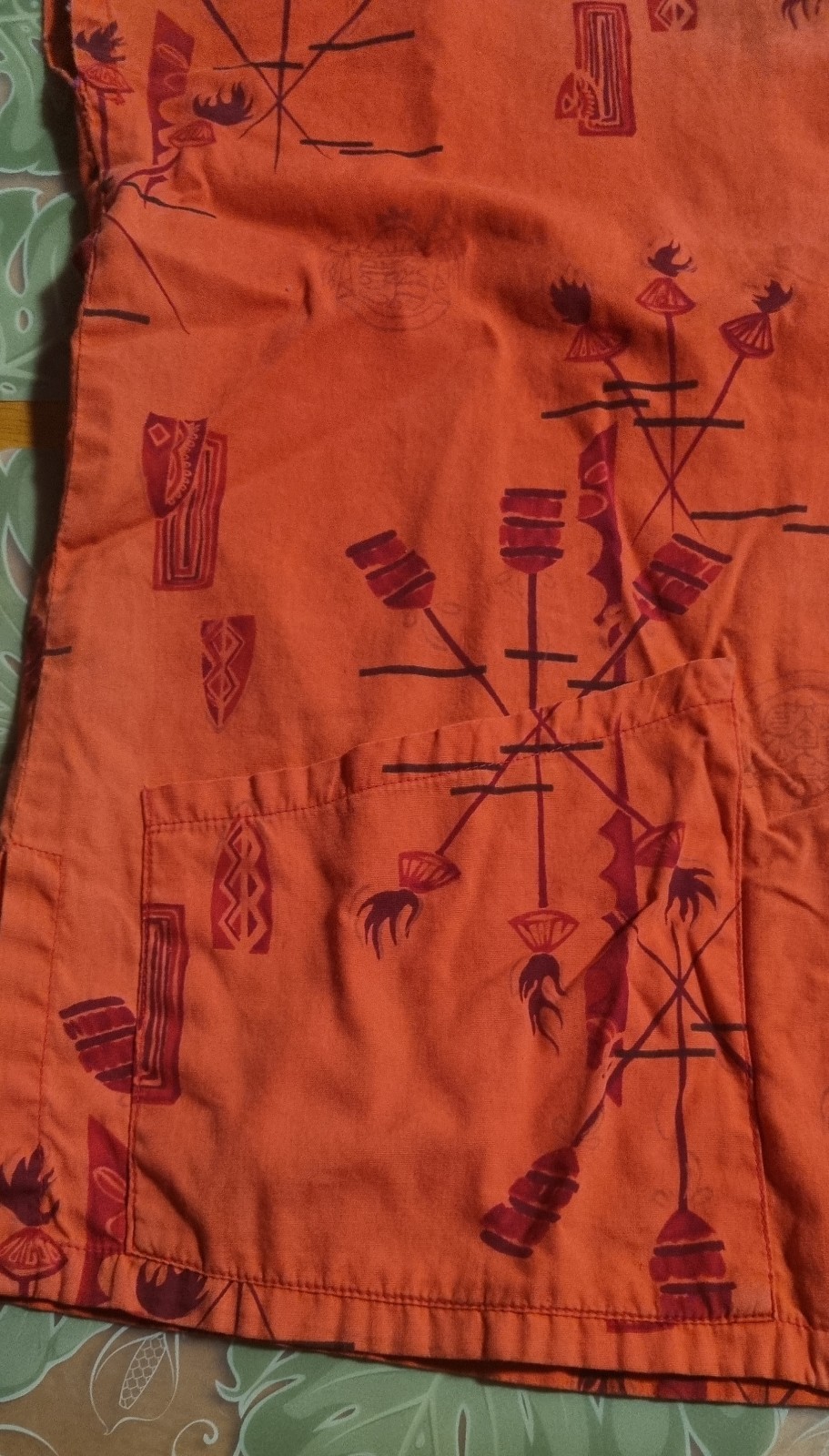 Vintage Ho Aloha Shirt Ladies Blouse Old School Hawaiian Kahili Print Stained
