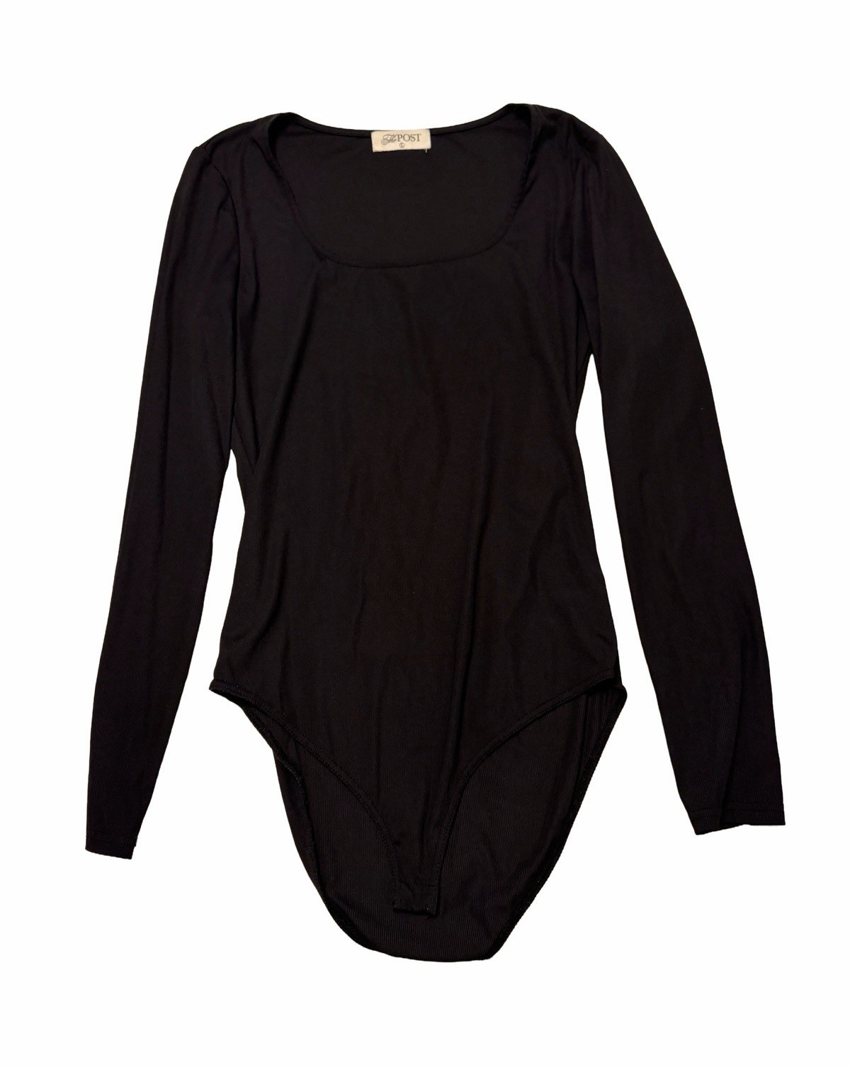 The Post Women’s Black Long Sleeve Bodysuit One Piece, Stretch, L Regular Chic