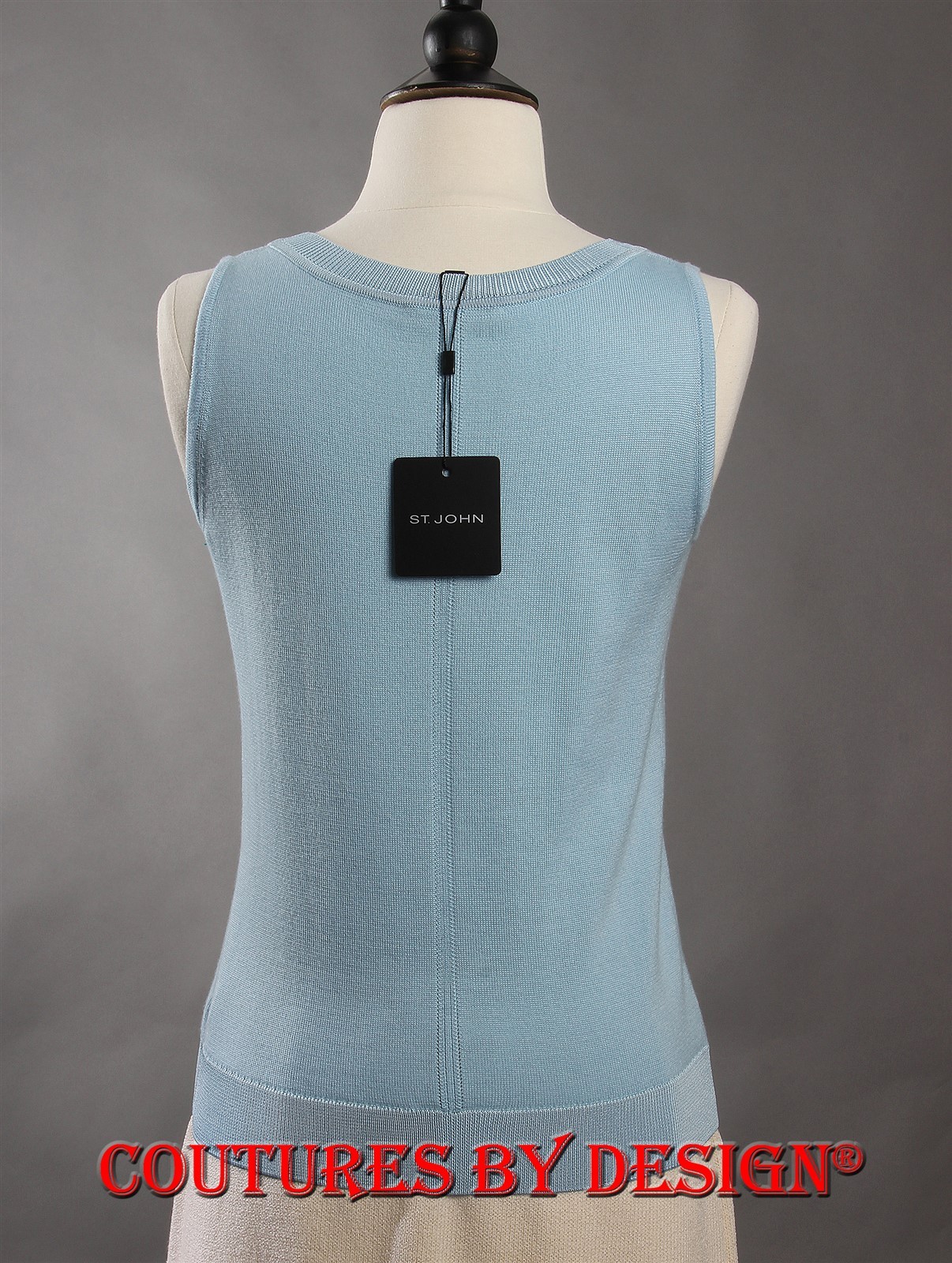 St John Knits Fine Gauge Tank, Top, Shell Sky Blue Sz Petite NWT MSRP $345