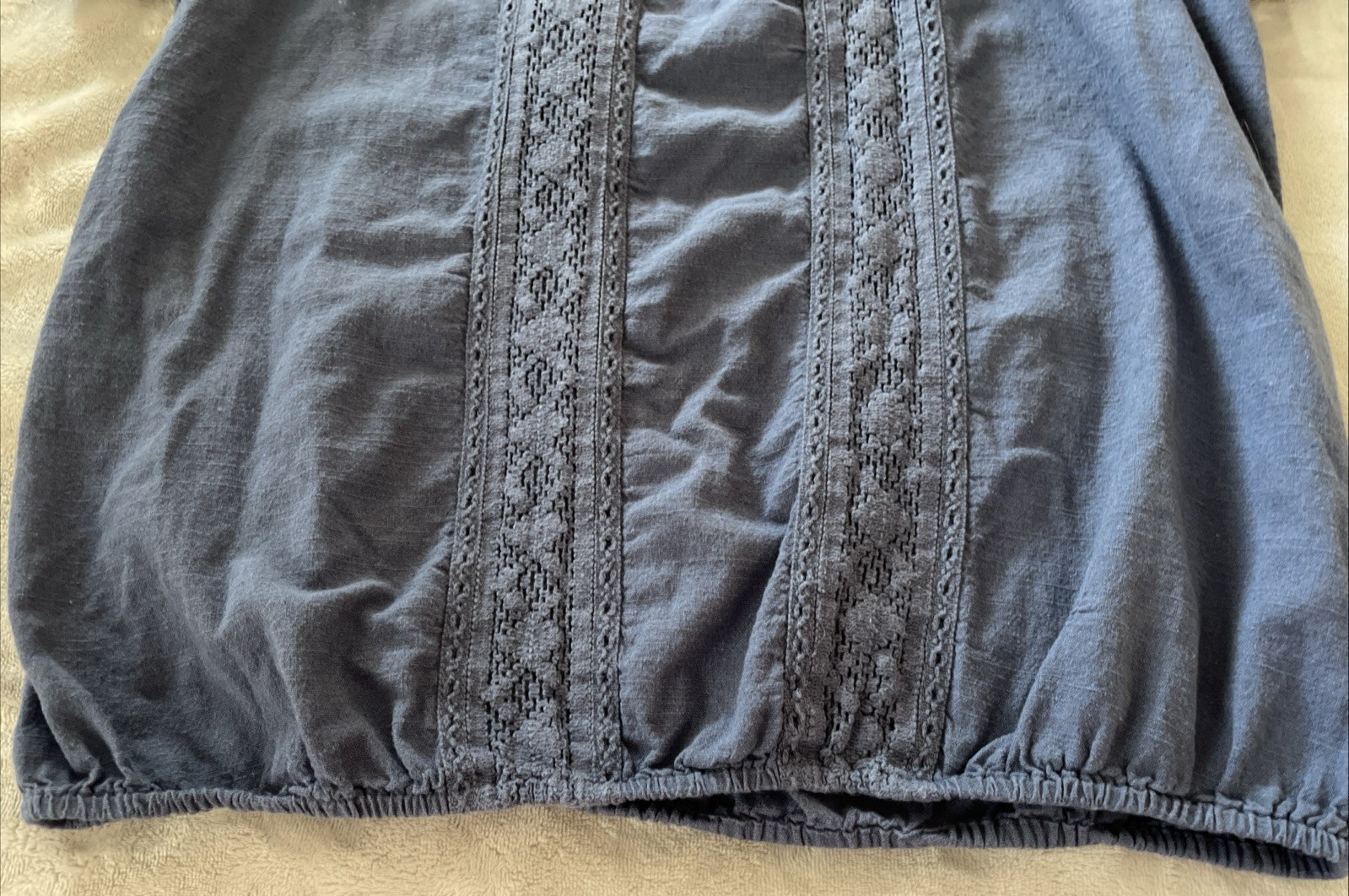 Vintage America Women’s Pullover Top Elastic Waist Blue Size Medium