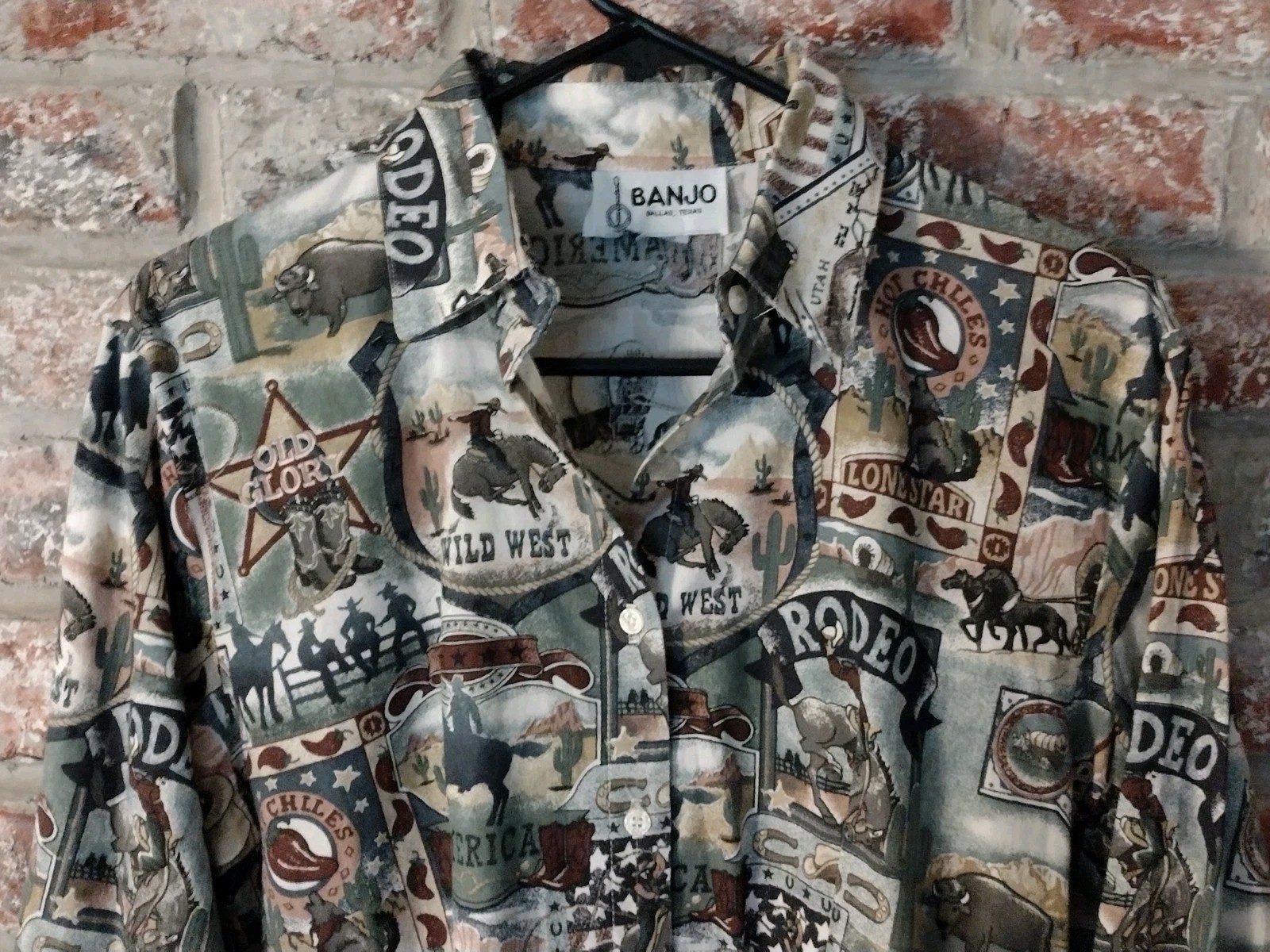 Women’s Banjo Dallas Rodeo Cowgirl Western Wild West Button Shirt S Made in USA
