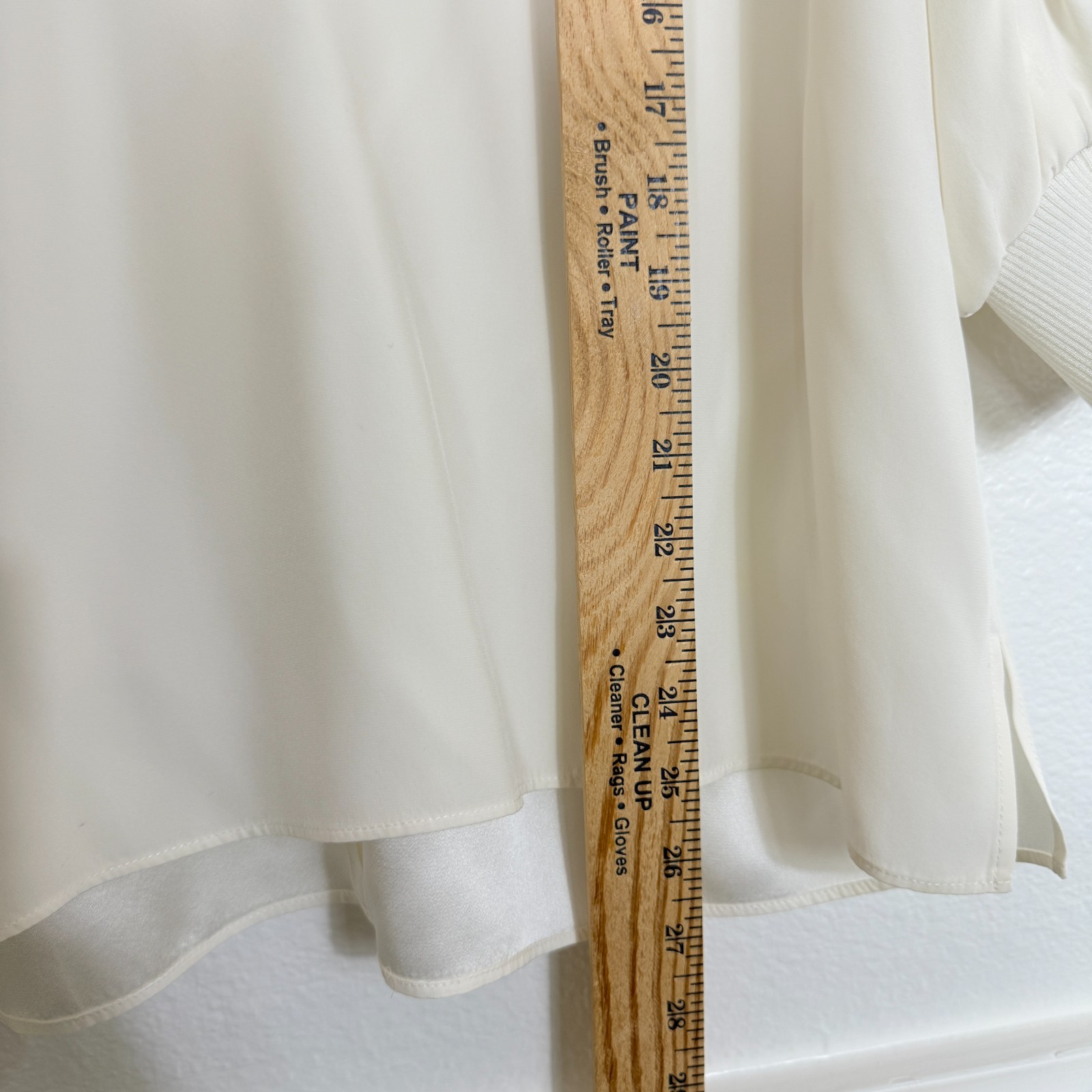 LAFAYETTE 148 Womens L Cream 100% Silk Career Evening Blouse Puff Sleeve