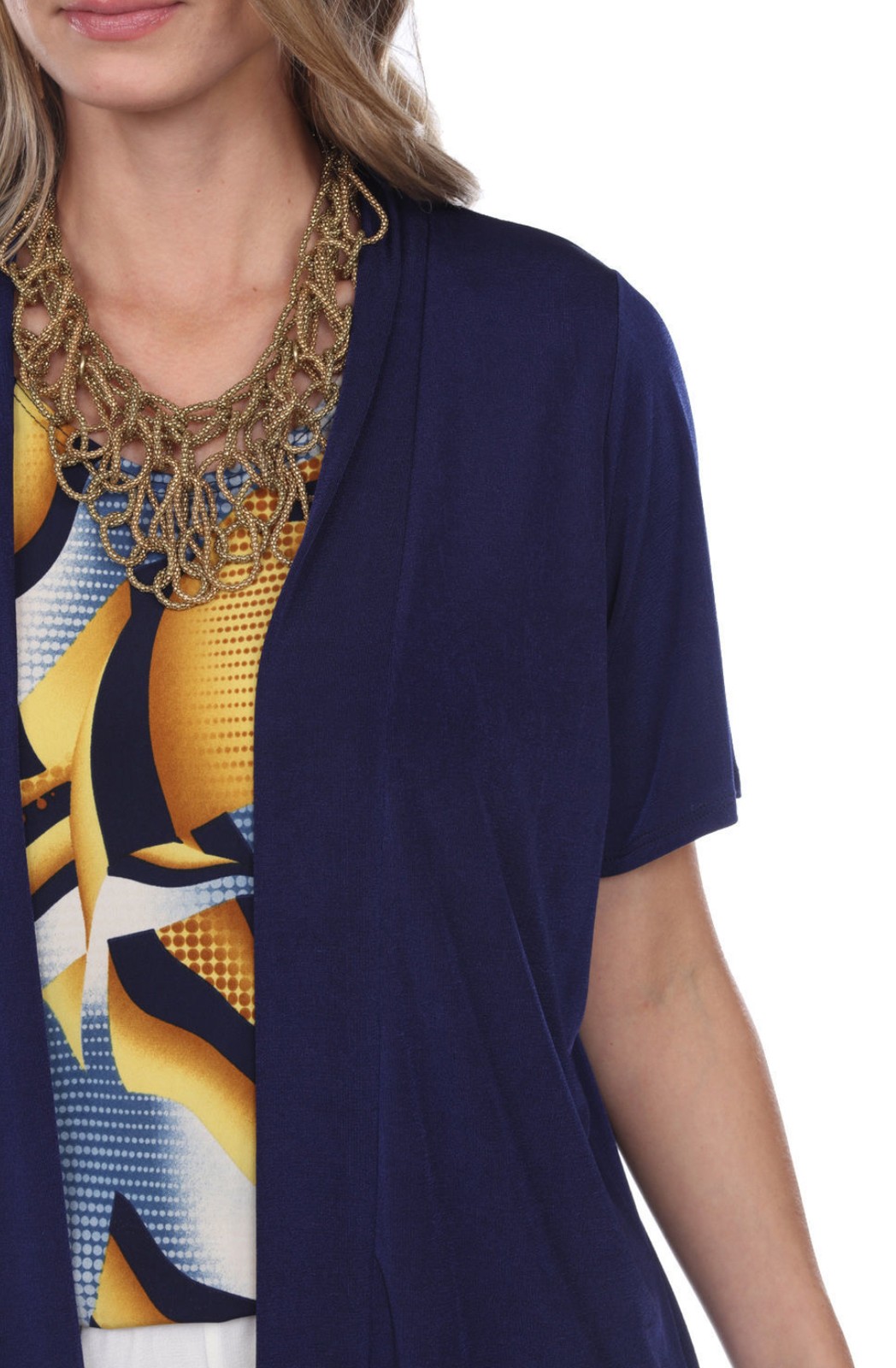 JOSTAR Poly Spandex Knit DRAPE CARDIGAN JACKET NAVY BLUE TRAVEL S M L XL 2X 3X