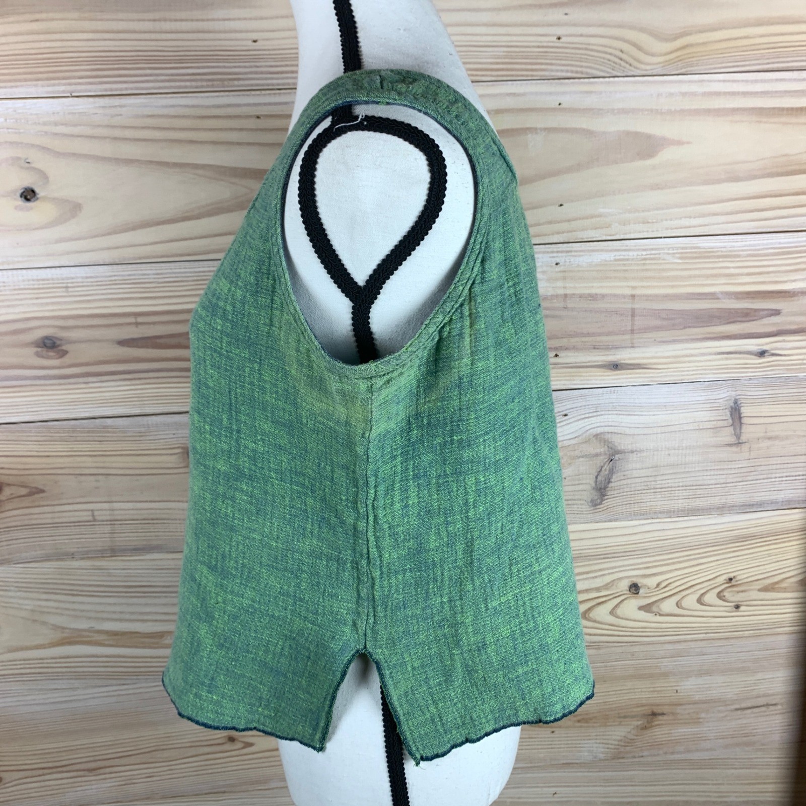 Unbranded Reversible Tank Top Women M Green Woven Boxy Square Neck Sleeveless