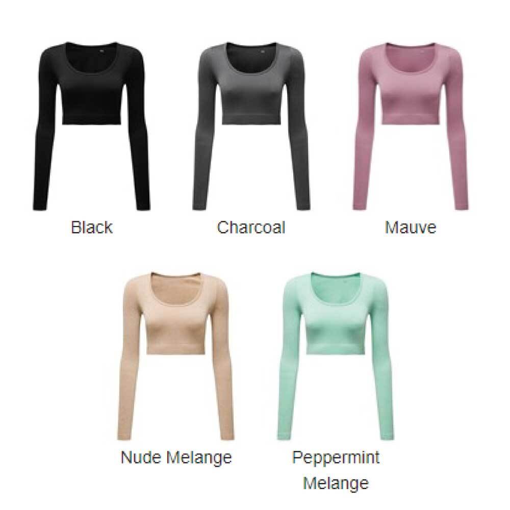 Personalised Custom Women TriDri ribbed seamless 3D Fit Crop Top Exercise TR224