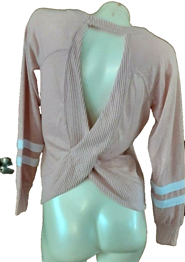 No Boundaries Open Back Long Sleeve Kangaroo Pocket Pink Pullover Sze XS (1) NWT