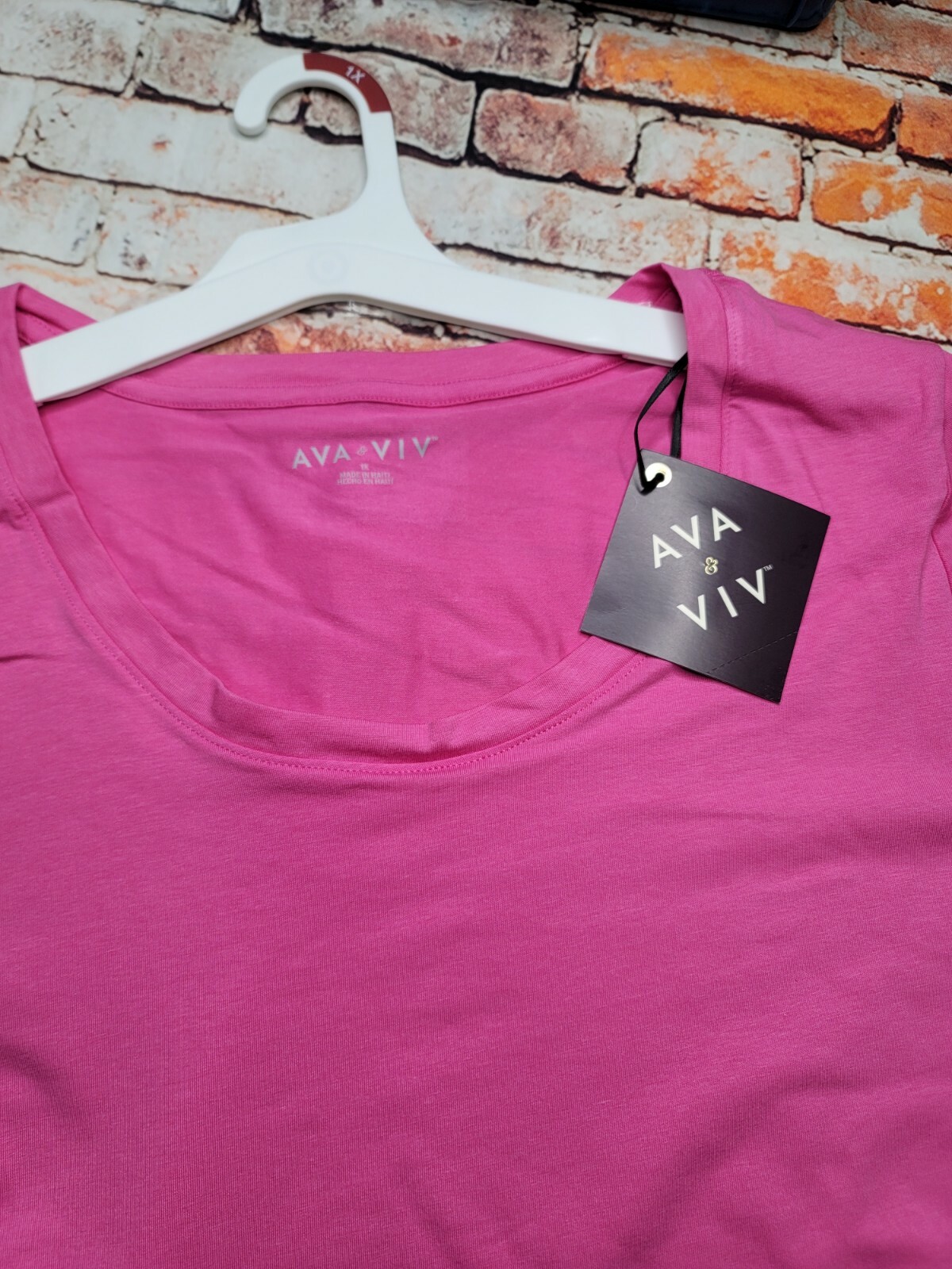 AVA & VIV Women’s Plus Hot Pink Short Sleeve Basic T Shirt Top NWT 1X 2X