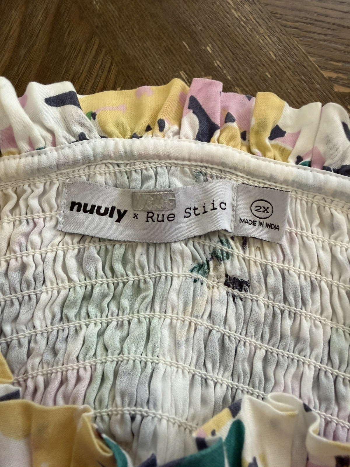 Nuuly x Rue Stiic Floral Cottagecore Smocked Crop Top Size M Square Neck