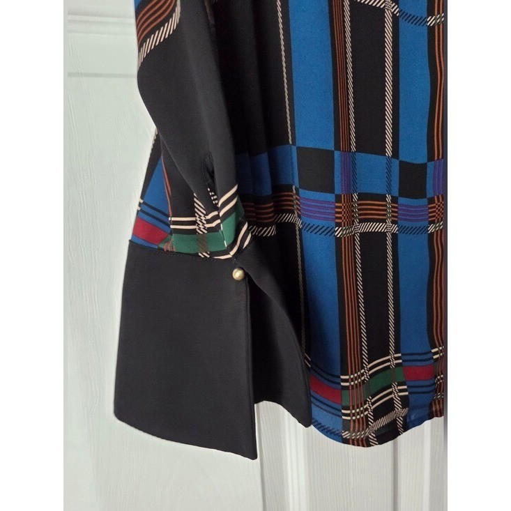 The Limited Black Plaid Split-Neck Blouse Size S