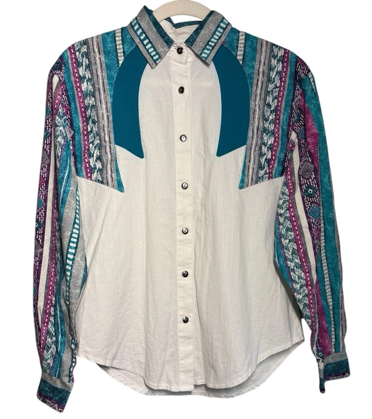 Vintage Roughrider Shirt Women Small Western Aztec Southwest Cowboy Made USA 90s