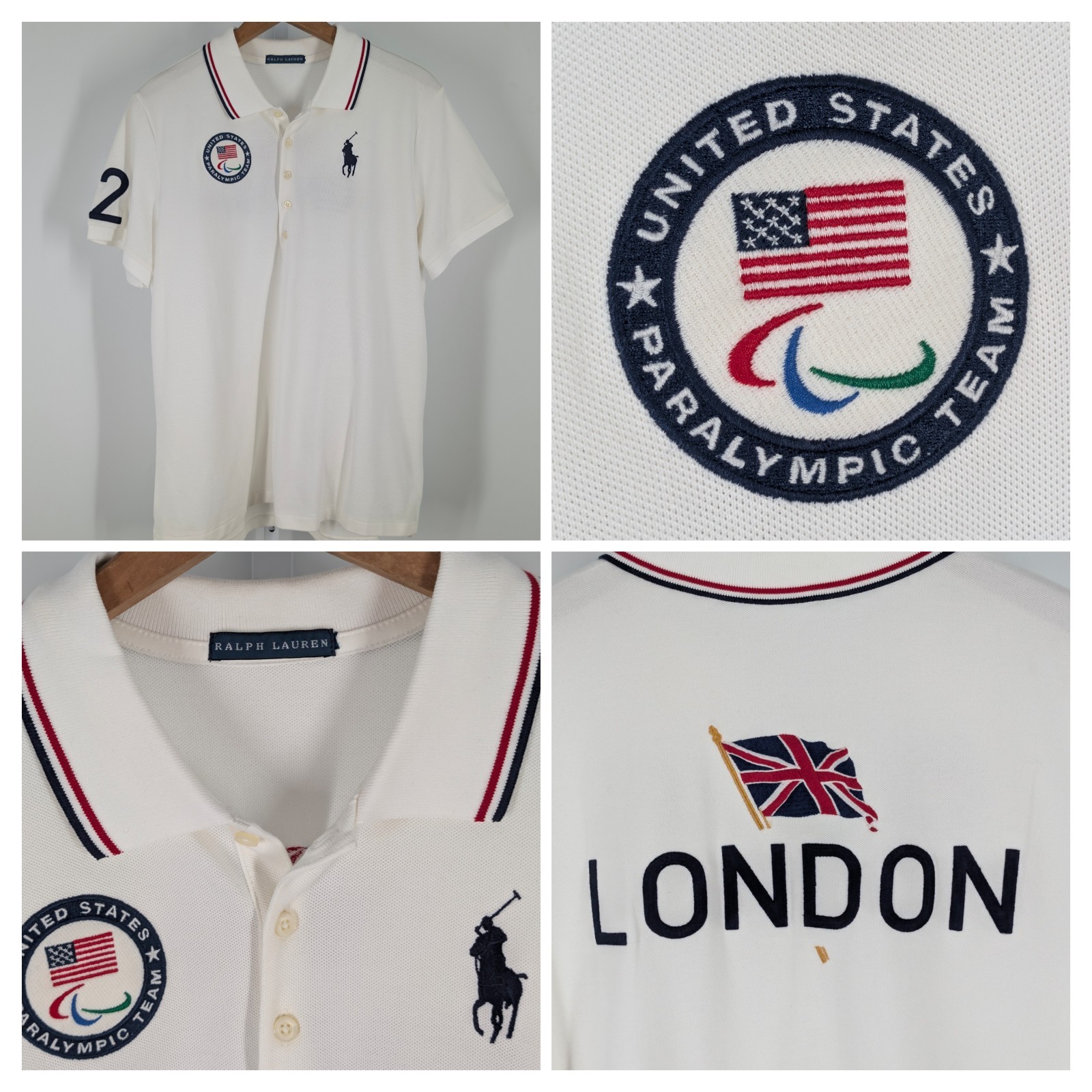 Ralph Lauren 2012 Paralympic London Olympics Blue Label Patch Pony 42 Tennis USA