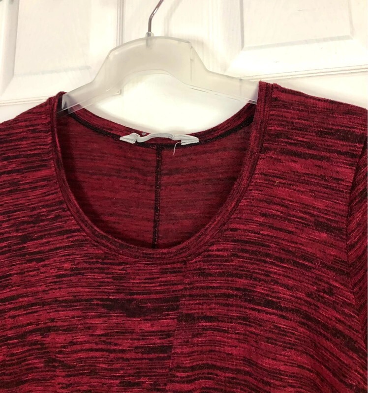 Virtuelle Taking Shape Burgundy Patterned Red Half Sleeve Long Tshirt 14 uk