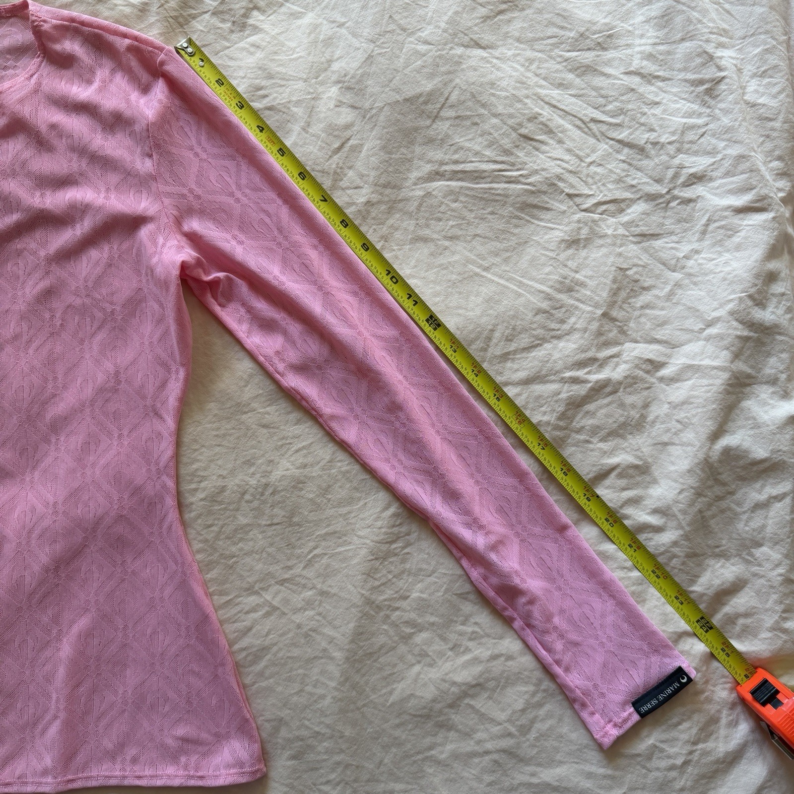 MARINE SERRE Moon Diamant Second Skin Pink Mesh Top $450 RARE