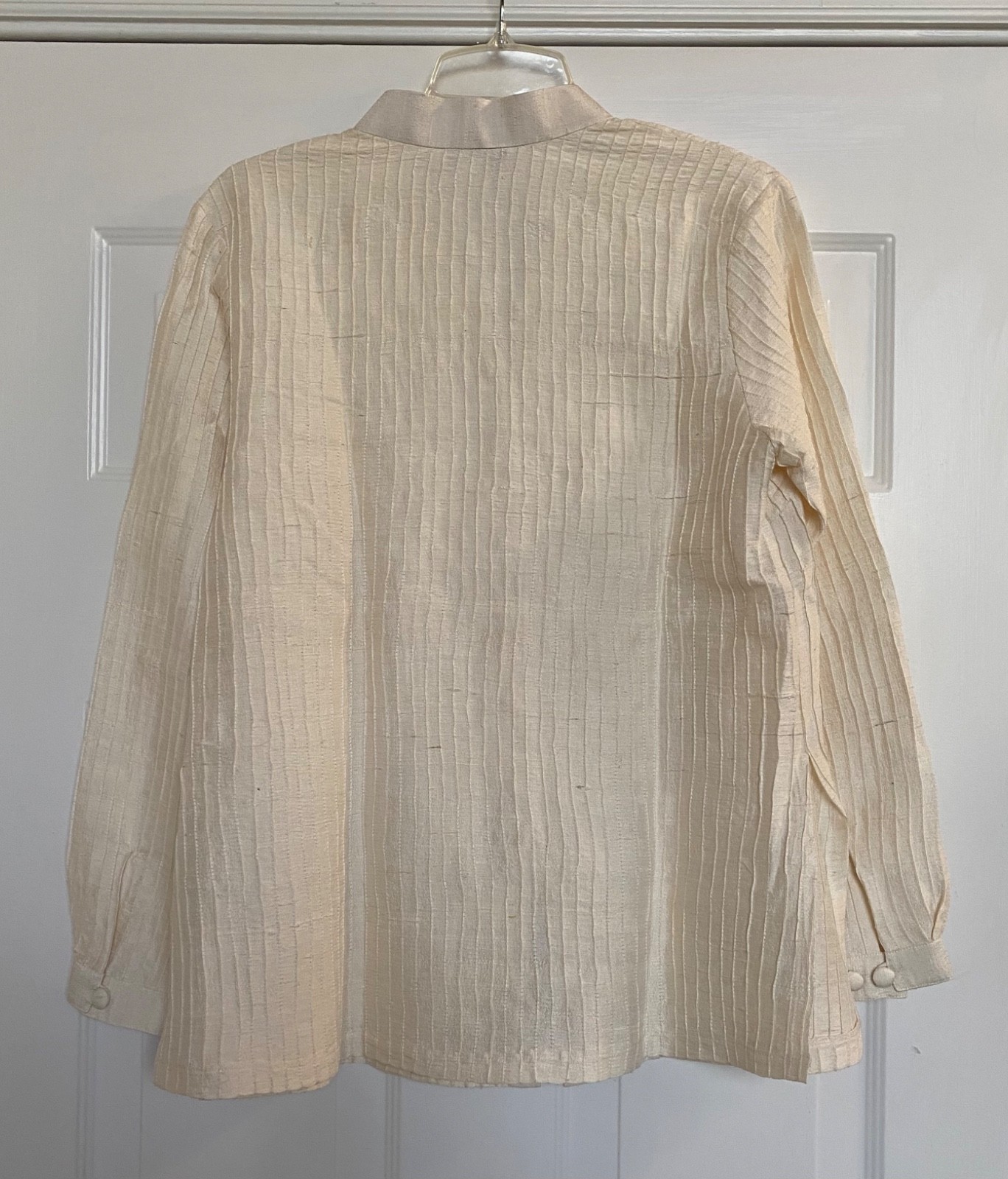 INDO-CHIC 100% Silk Blouse Jacket S Asian Mandarin Off-White ~ Excellent
