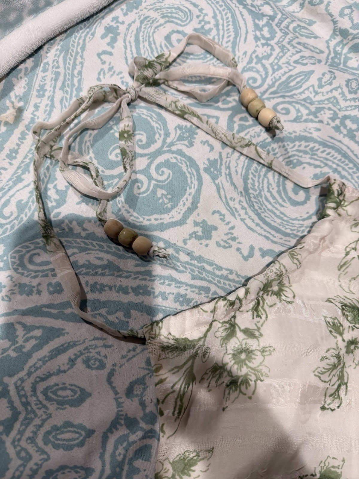 Vintage Studio Y Green Floral Halter Handkerchief Top