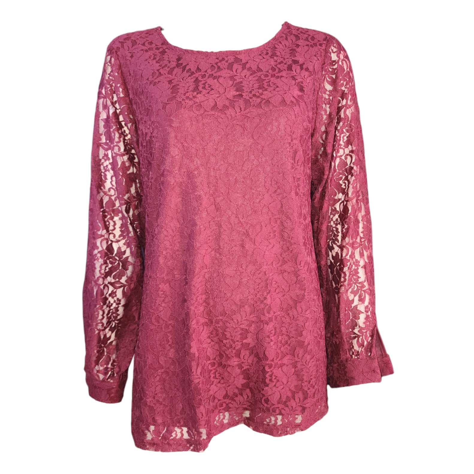 Bloomchic Top Womens Size 12 Purple Lace Boho Lined Stretch Feminine Floral