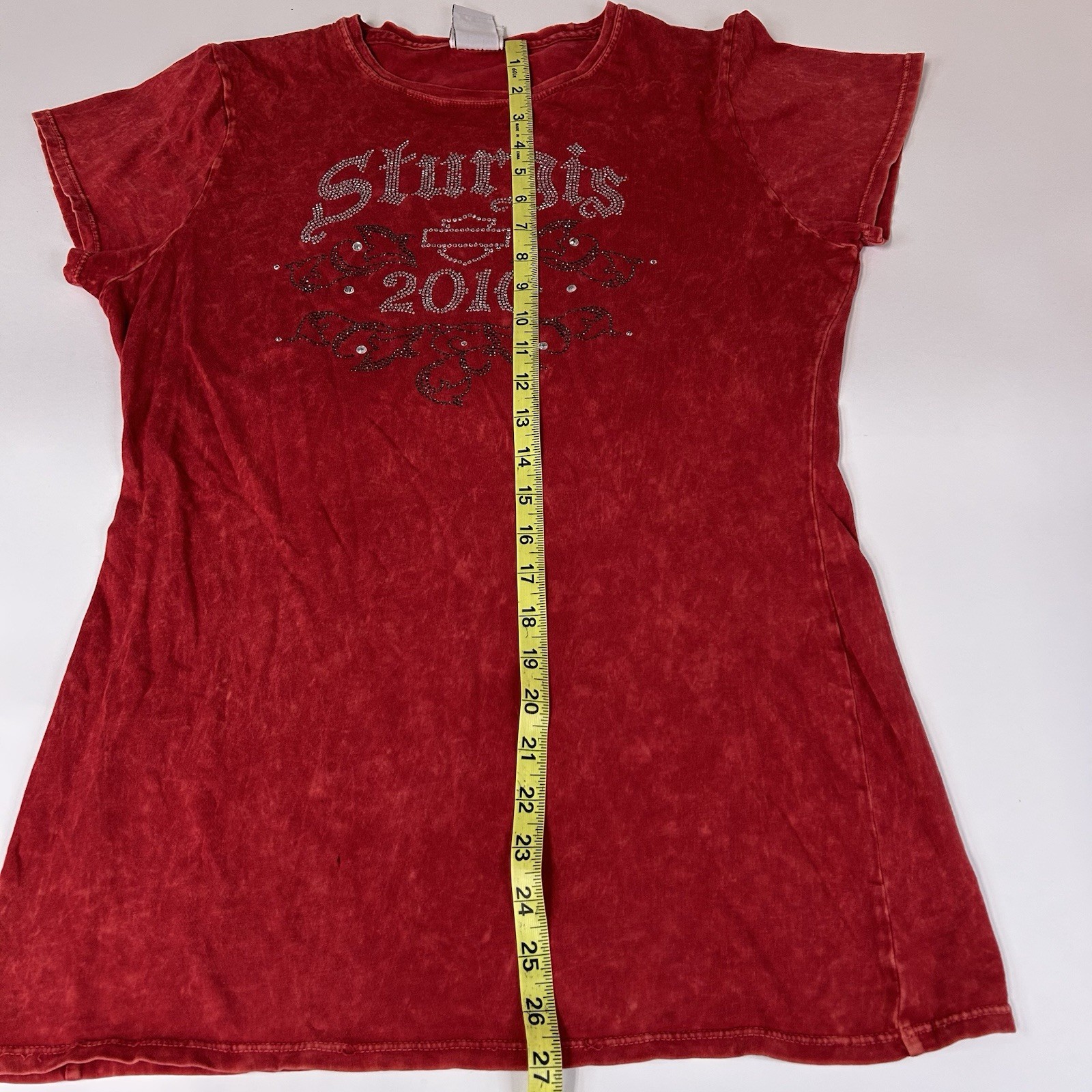 Y2K Harley Davidson Women’s Size Large Short Sleeve Shirt Sturgis 2010 Red #3987