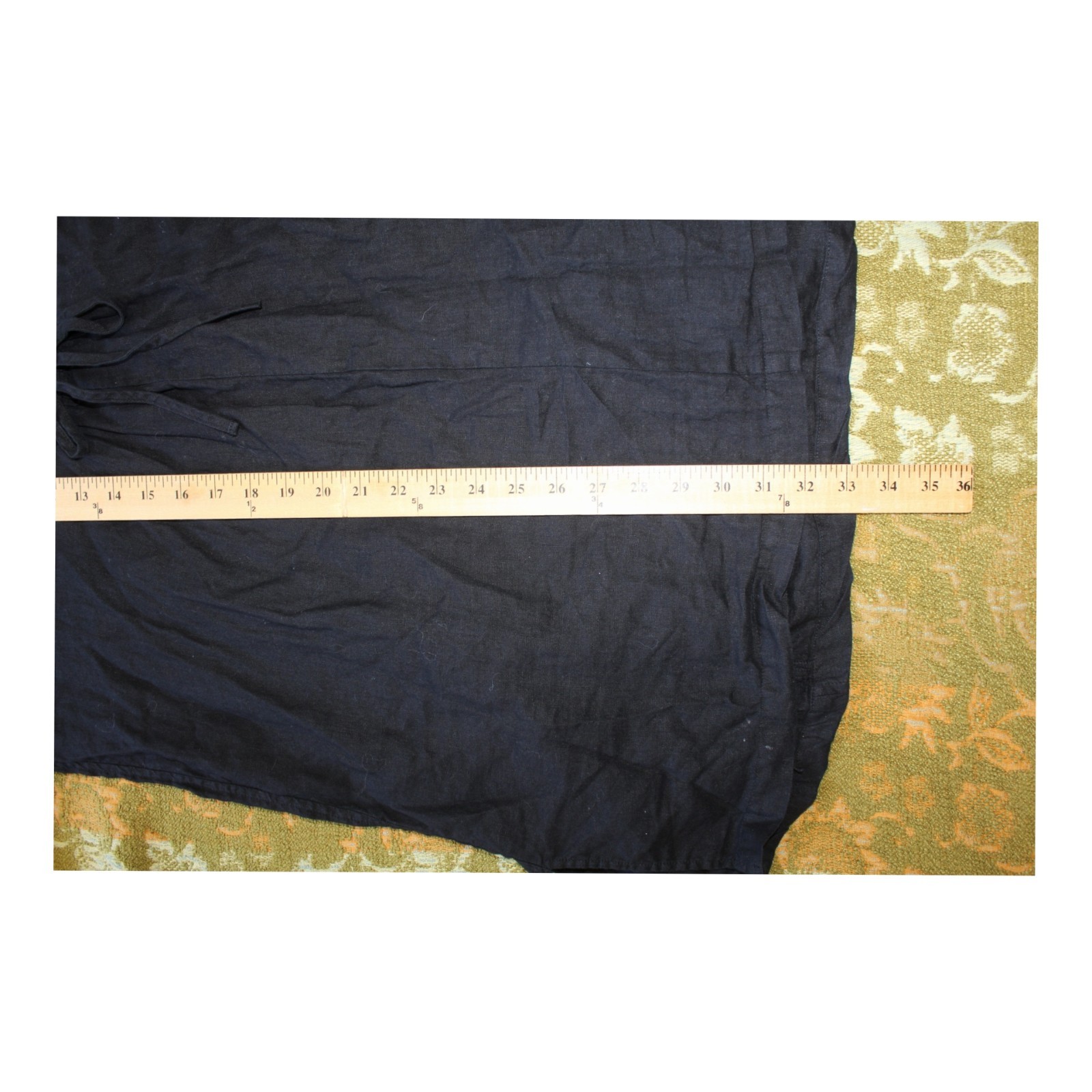 Earth Linen Tunic Top Black Small long-sleeve draped Cowl neckline Lagenlook