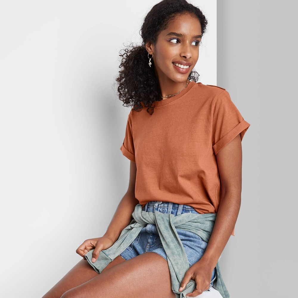 Wild Fable – Women’s Short Sleeve Crop Top – Brown – S, M, L – Choose Size
