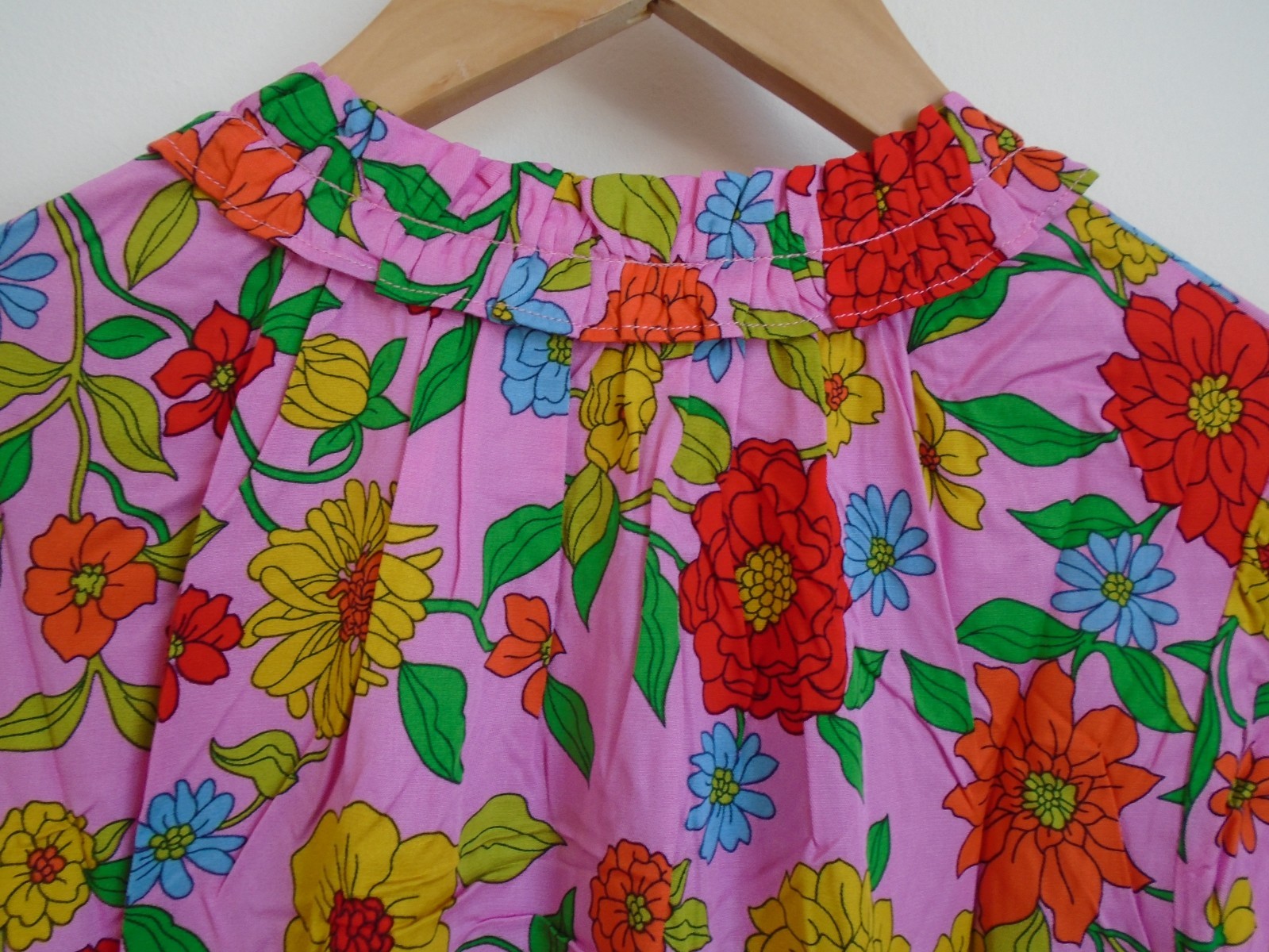 Boden Ria Floral Top Pink Multi Ruffle Puff Sleeve Ecovero Blouse BNWT UK 12