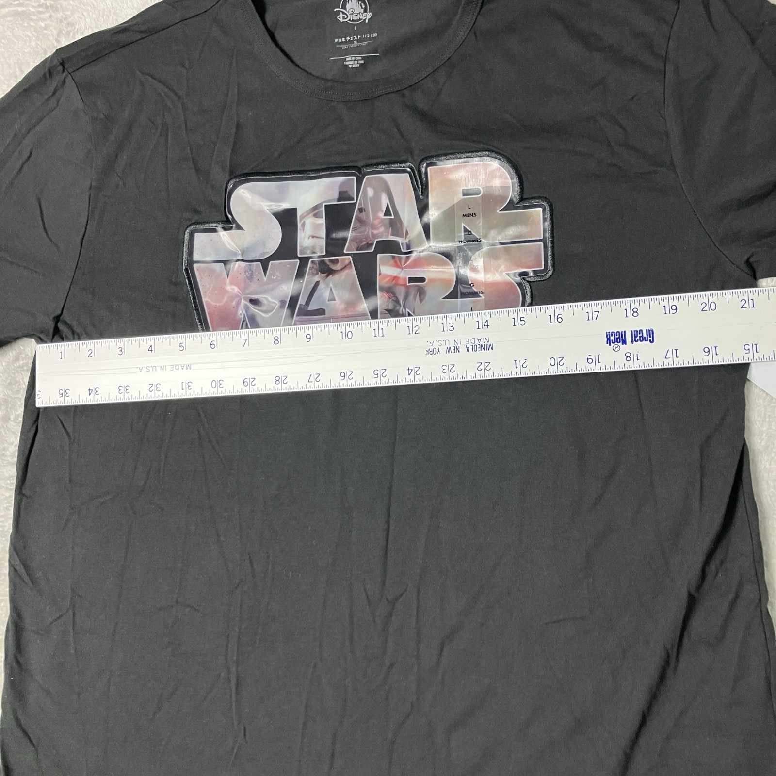 Disney Star Wars T Shirt Womens L Black 3D Lenticular Graphic Logo Movie Tee NWT