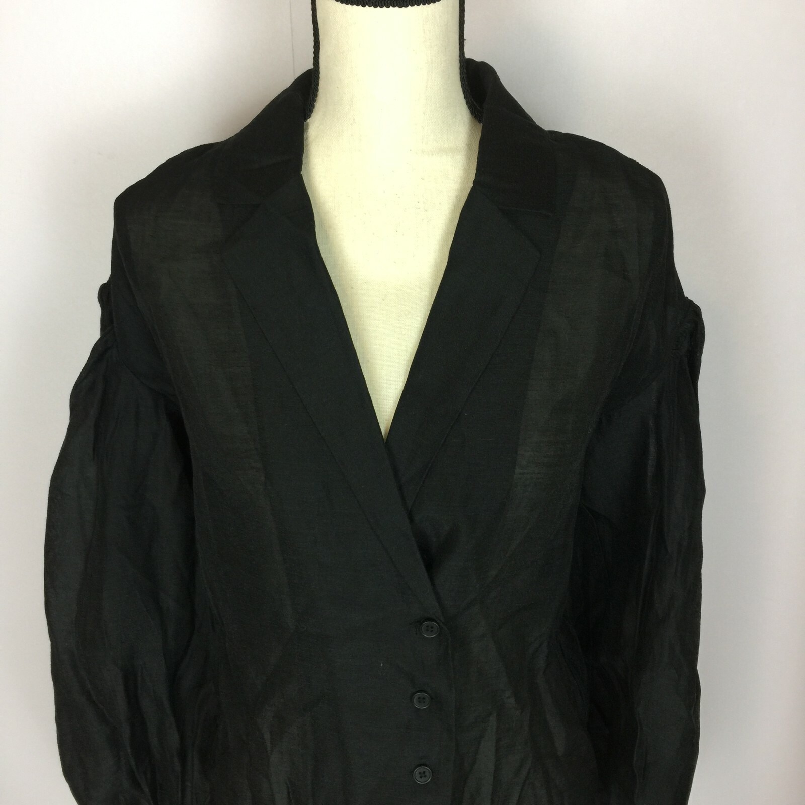 NWOT REMAIN BIRGER CHRISTENSEN Blouse Shirt Woman US0 UK4 EU32 Black Long Sleeve