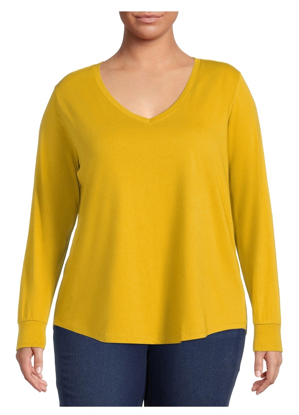 Terra & Sky Women’s Semi-Fitted Plus Size V-Neck Tee /Long Sleeves /Color/Size