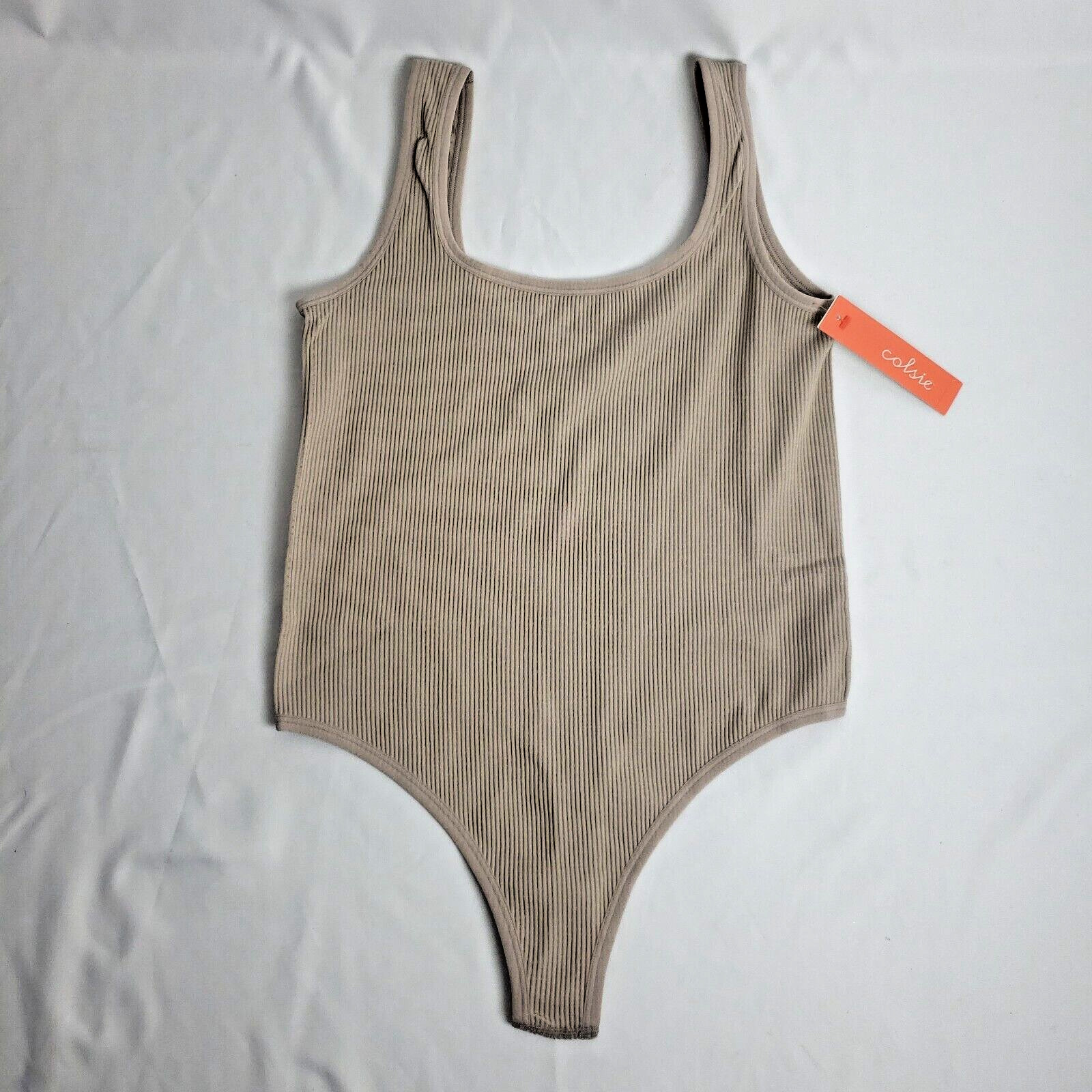 Colsie Women’s Seamless Scoop Ribbed Bodysuit -Beige -Size Large – NWT