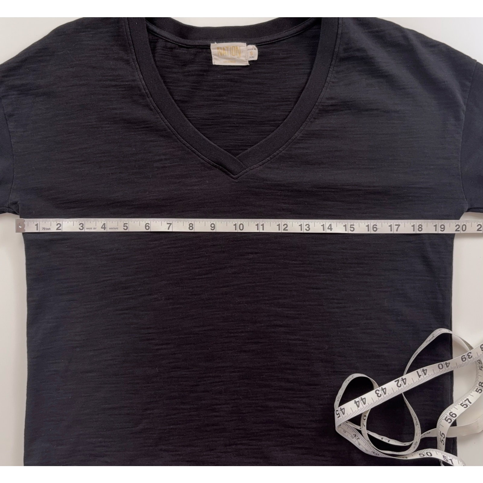 Nation LTD Willa Bishop Sleeve V-Neck Tee in Black Size Small