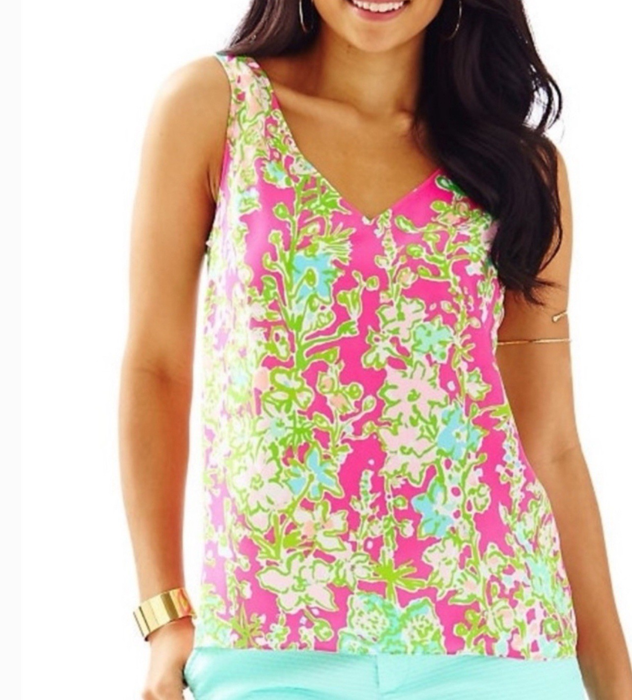 Lilly Pulitzer Cipriani V Neck Top Southern Charm Flamingo Tank NWT $118 Sz XL