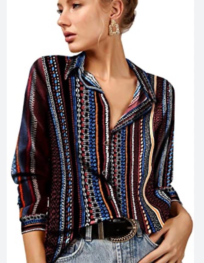 Big Dart Multi Stripes Button Shirt Womens Sz 12 Blue Red Long Sleeve Classic