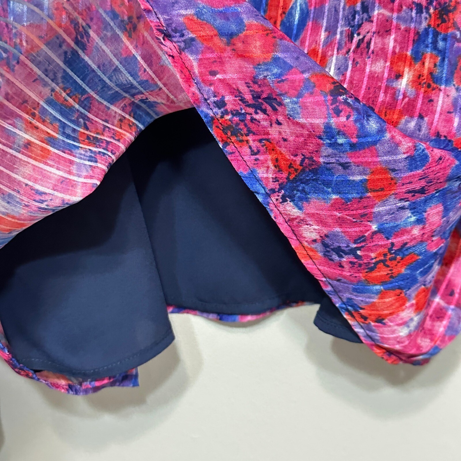 Skies Are Blue Floral Balloon Sleeve Blouse Women M Pink Ruffle Airy Flowy Sheer