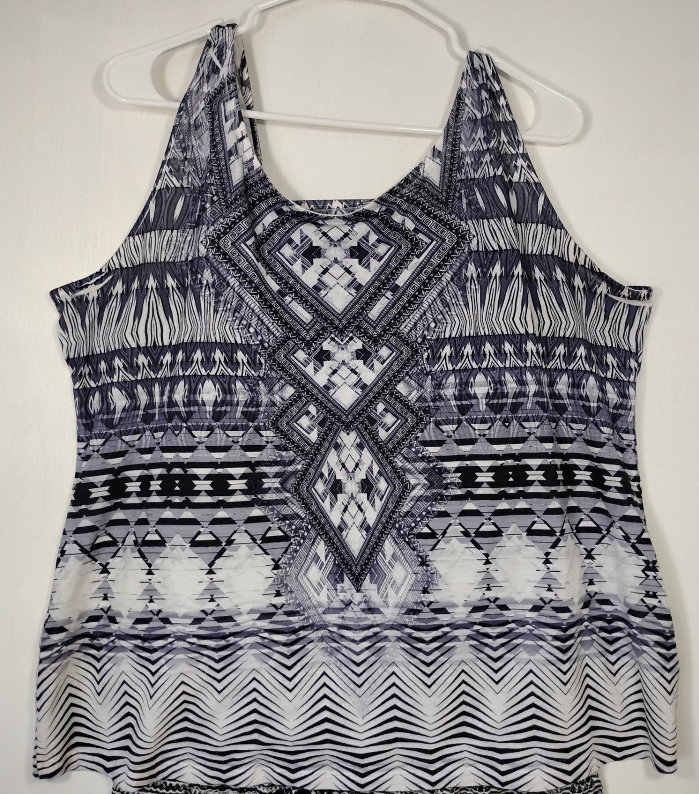 Women’s 2 piece Top Set Sz 1X Blue Black Scoop Neck Sleeveless Tank Over Top X13