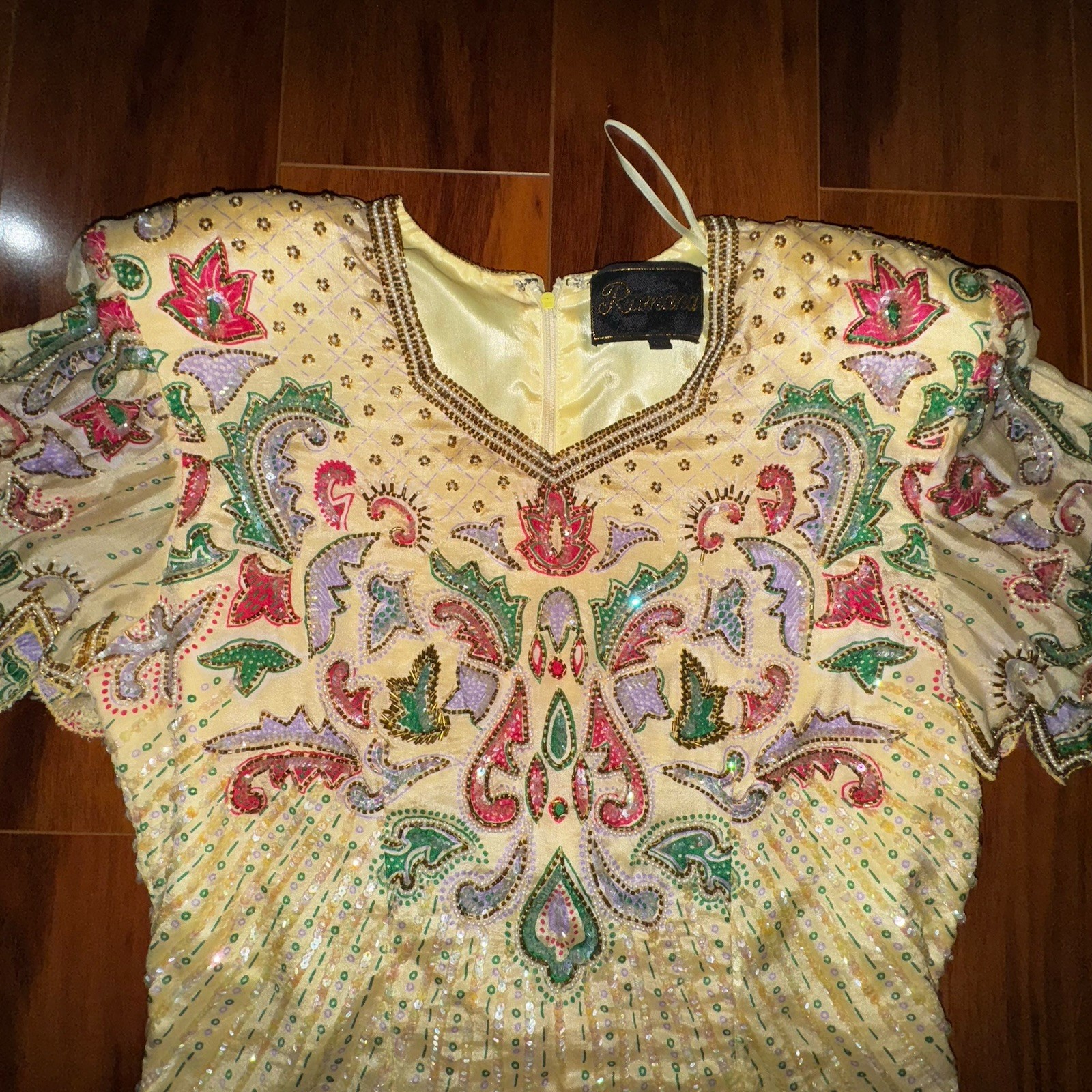 Ramana Pure Silk Beaded Embroidered Boho Top Vintage Festival Size 10 Hippie