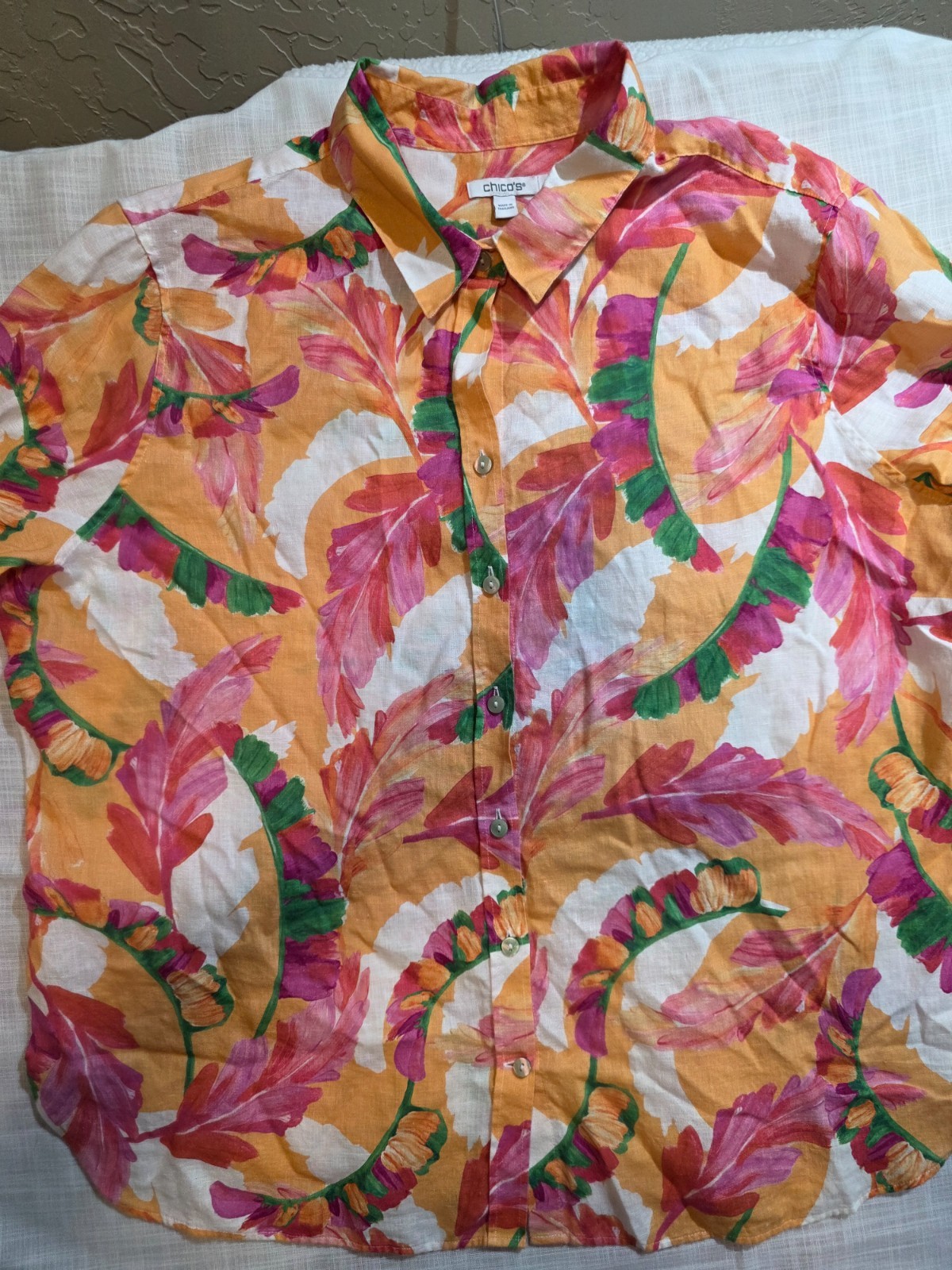 Chics Multicolor Floral Button Down Shirt Women 8 linen vacation casual beach