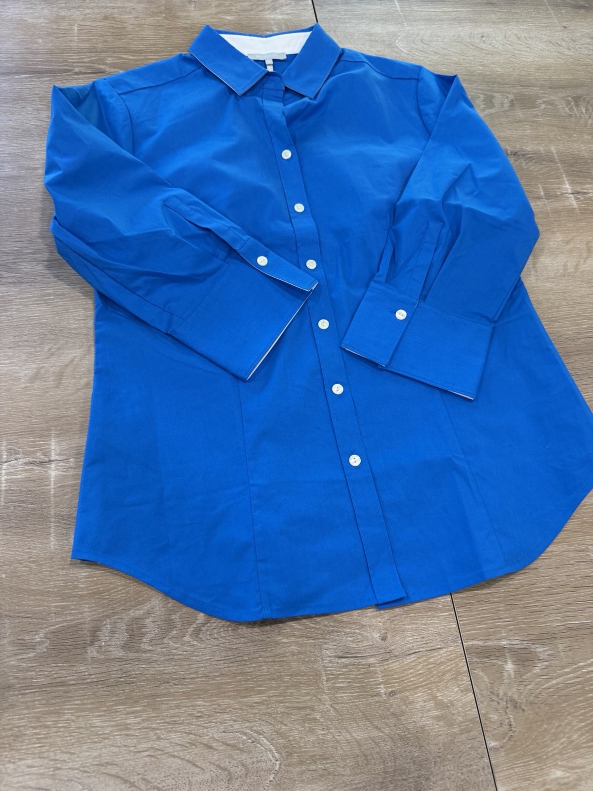 Hinson Wu Royal Blue Shirt Button Up Classic Size 8 NWOT Preppy