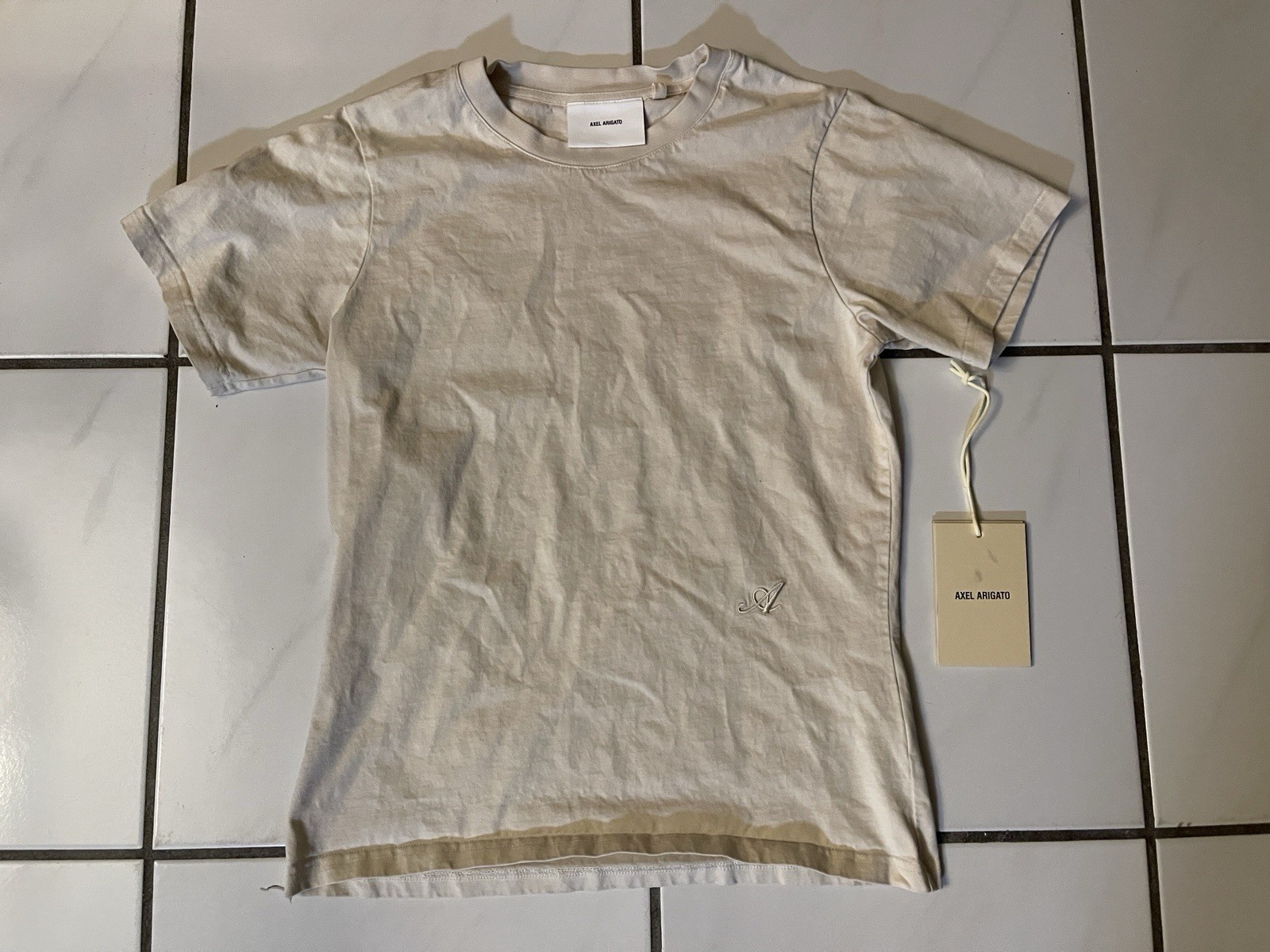 Axel Arigato Signature Slim T Shirt Size Medium Pale Beige