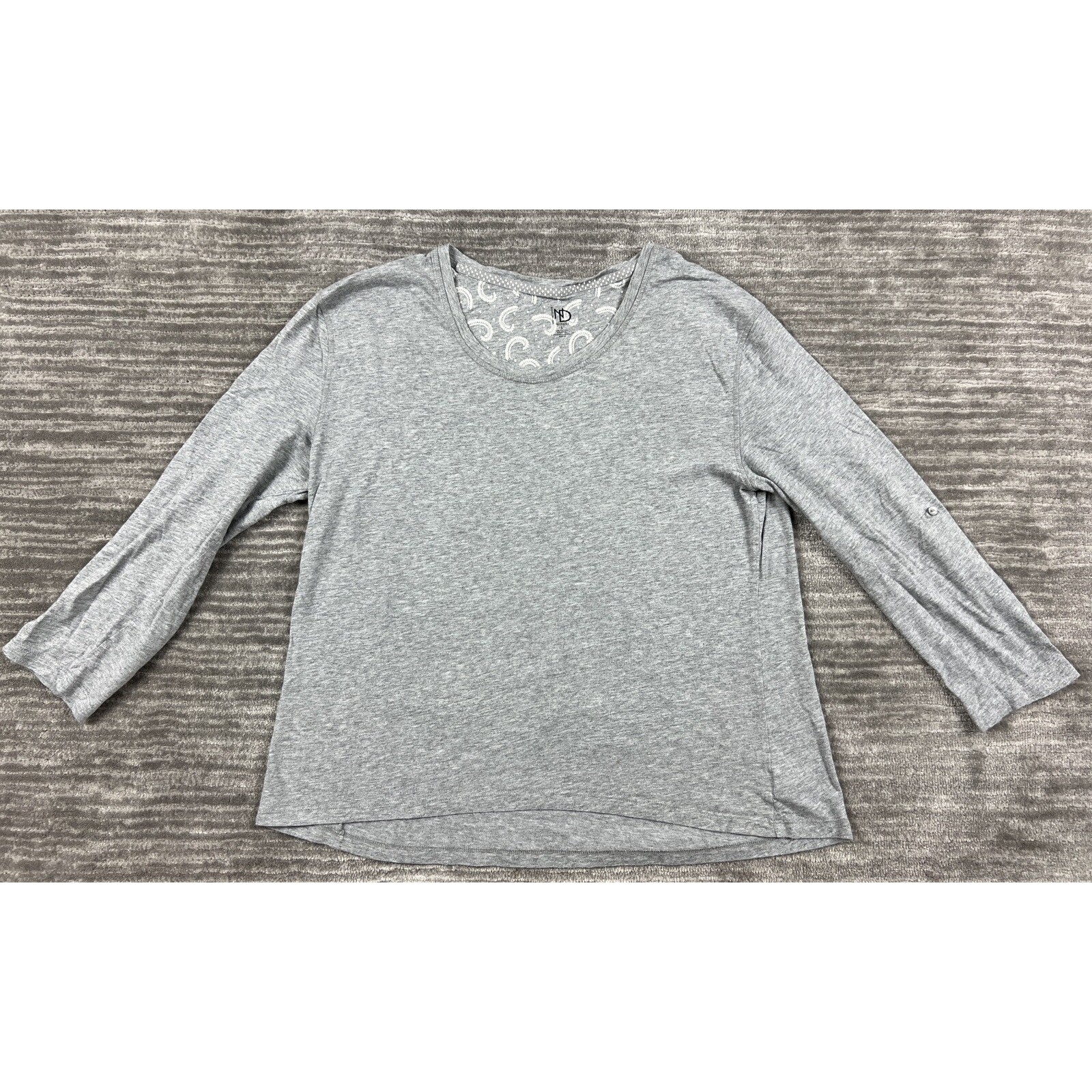 New Directions Top Womens L Gray Long Sleeve Intimates Cotton Modal Crew Neck