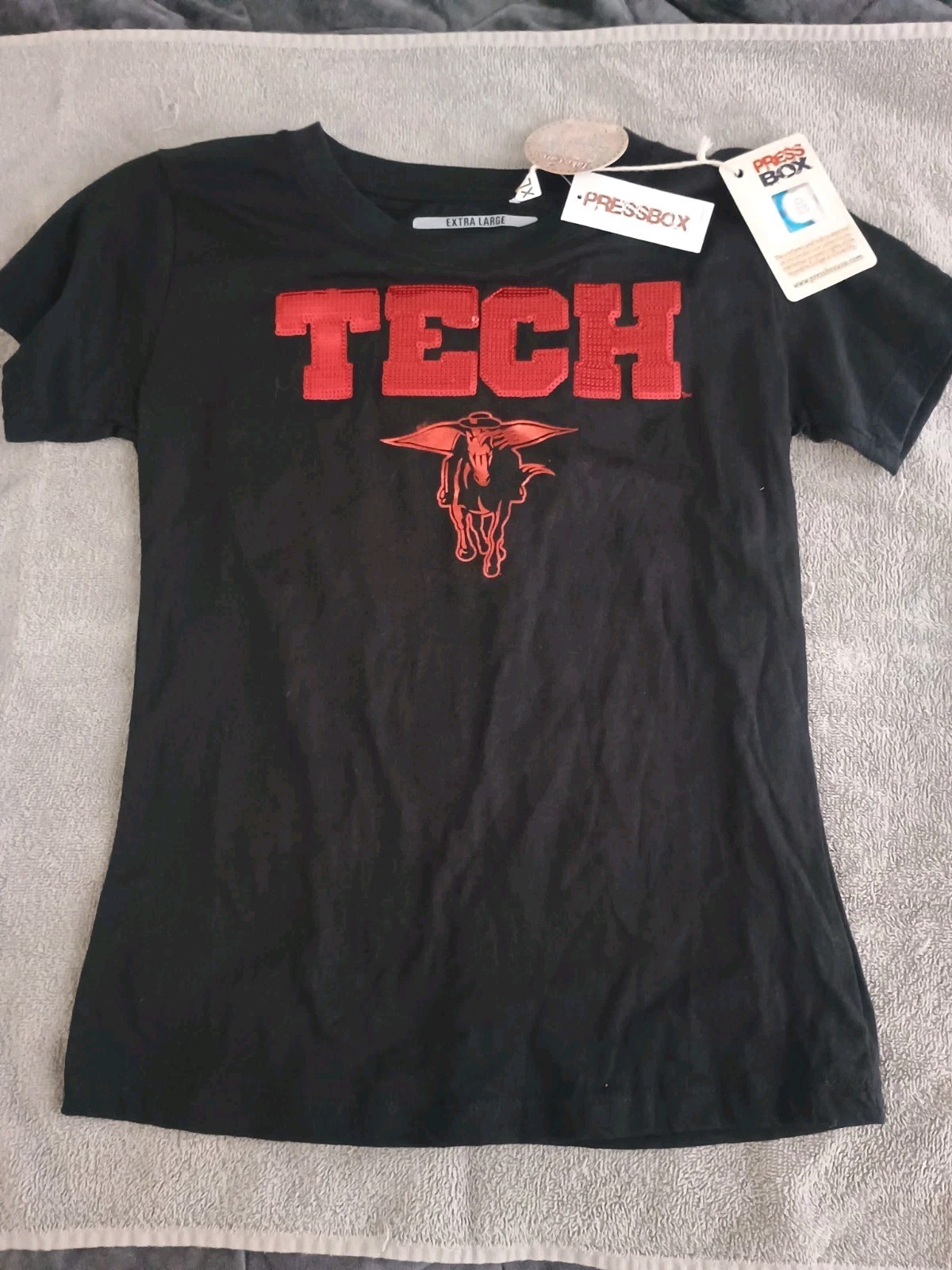 Pressbox Texas Tech T-Shirt Rhinestone Graphic Tee Short Sleeve Top NWT