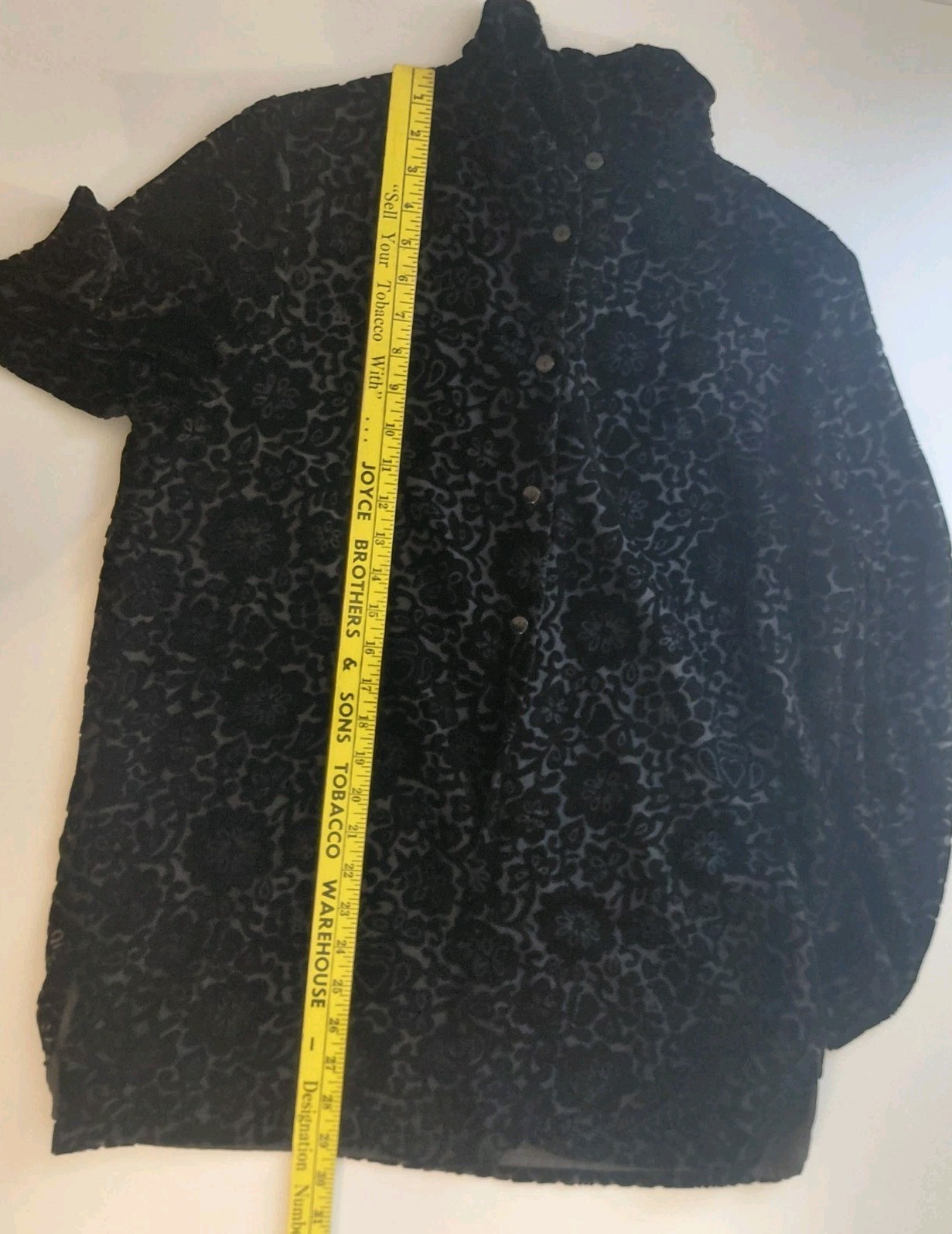 VTG 90s Annie Alexander Black Sheer Velvet Burnout Blouse Shirt Medium Whimsigot
