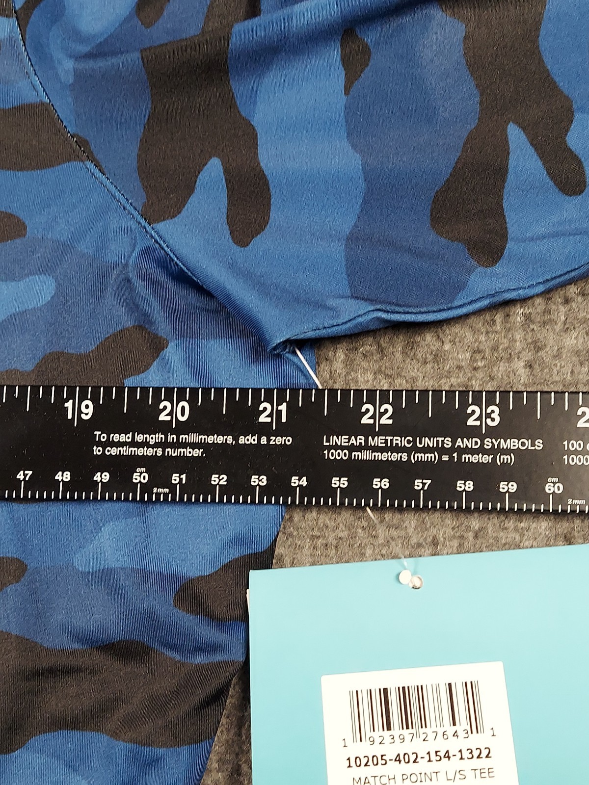 Coolibar Match Point Shirt Womens Large Blue Camo UPF 50 Stretch Long Sleeve NWT