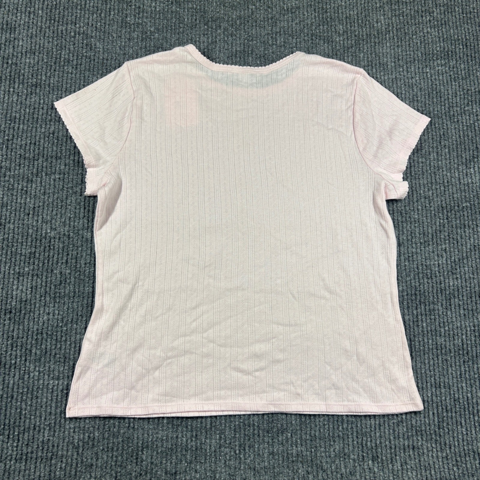 Free Assembly Shirt Womens XXL 20 Pink Pointelle Ribbed Short Sleeve T-Shirt NWT