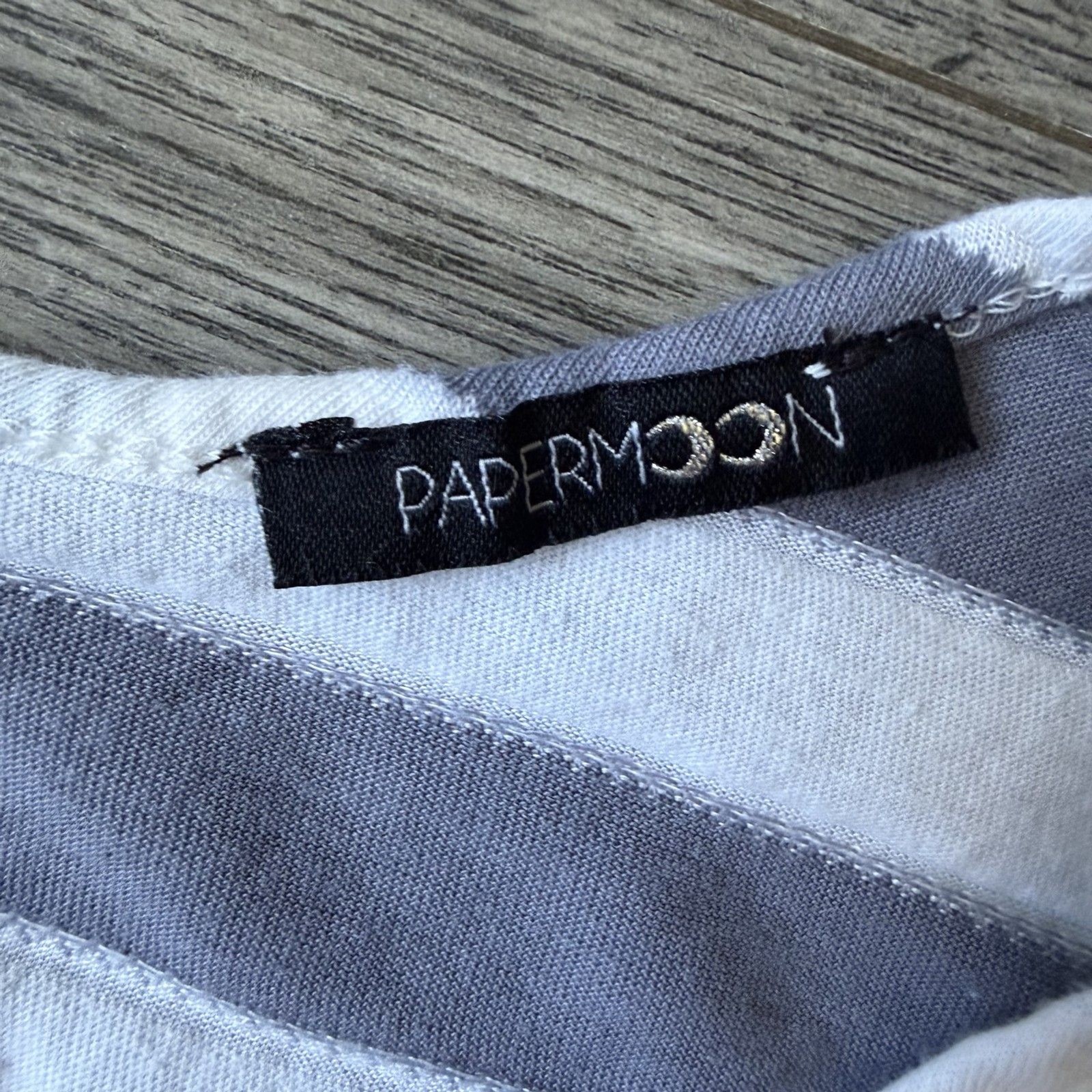 Papermoon | Grey & White Striped Sleeveless Tank with Tulip Hem – Size Small