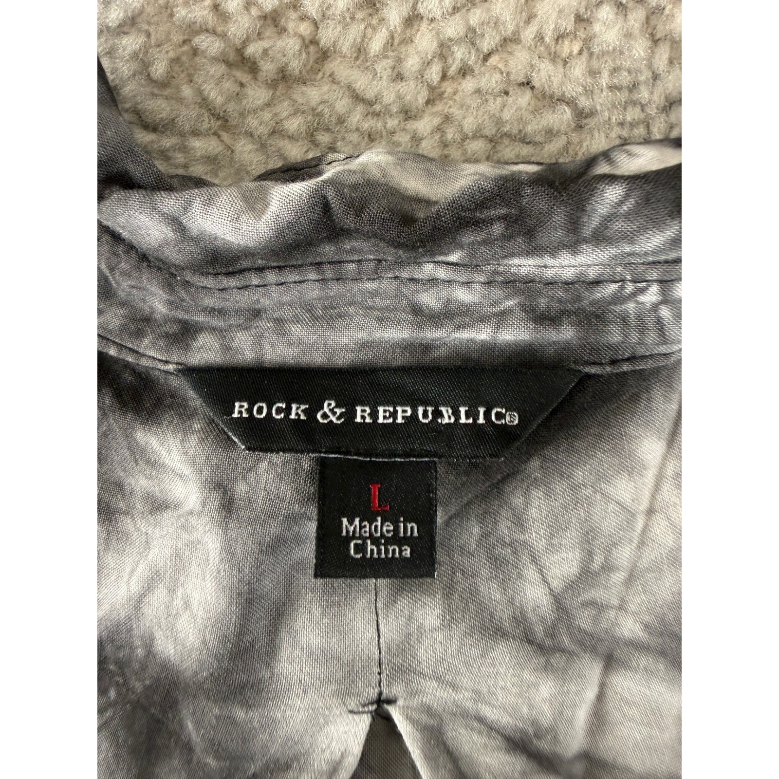 Rock & Republic Size L Tie Dye Button Up Sleeveless Top Black White Sleeveless