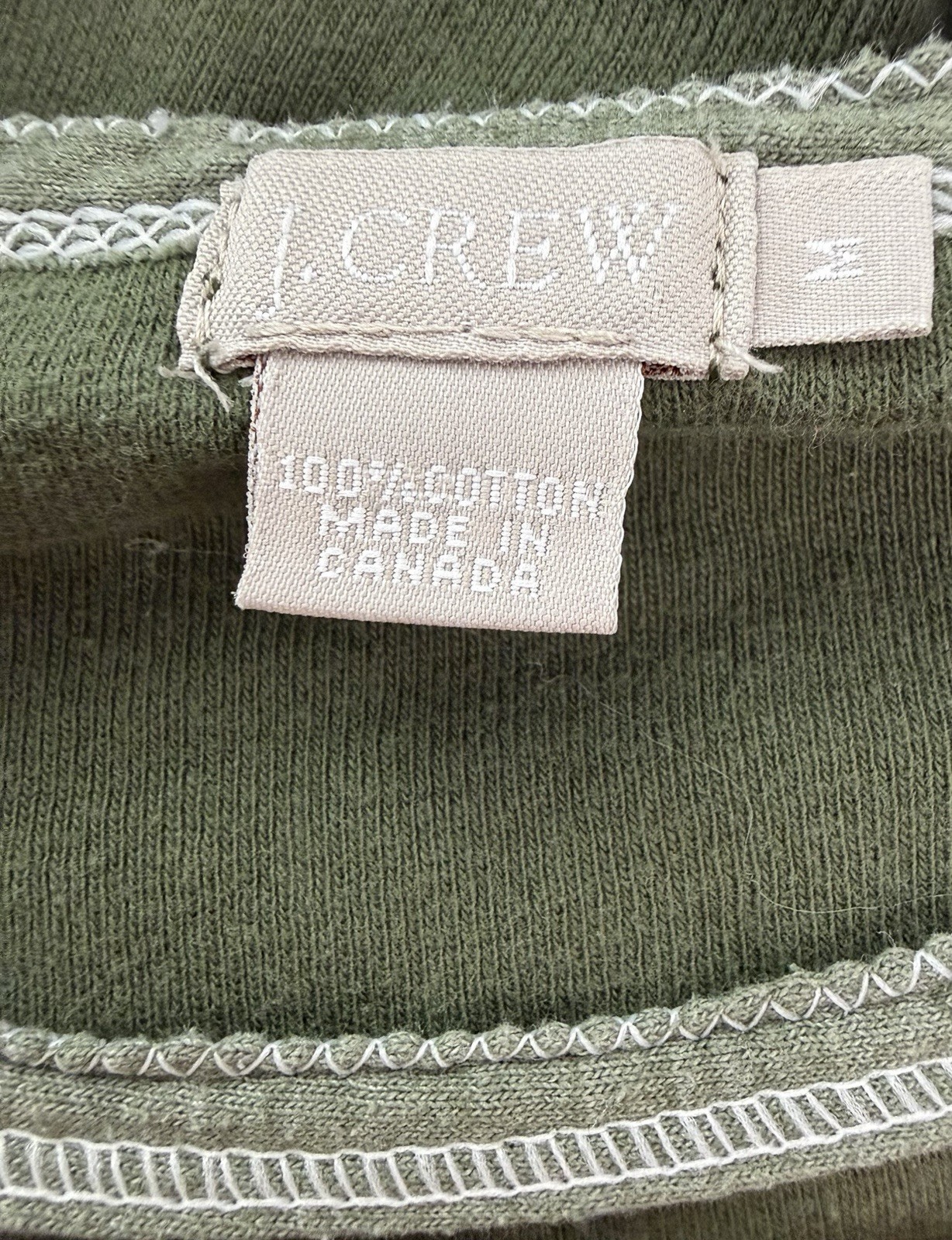 Vintage J Crew T-shirt Womens Medium 90s Y2K Tee Long Sleeve Olive Green HOLE